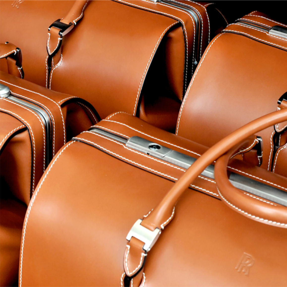 A shot showing the Rolls-Royce Phantom Luggage Collection made from the finest full-grain saddle leather