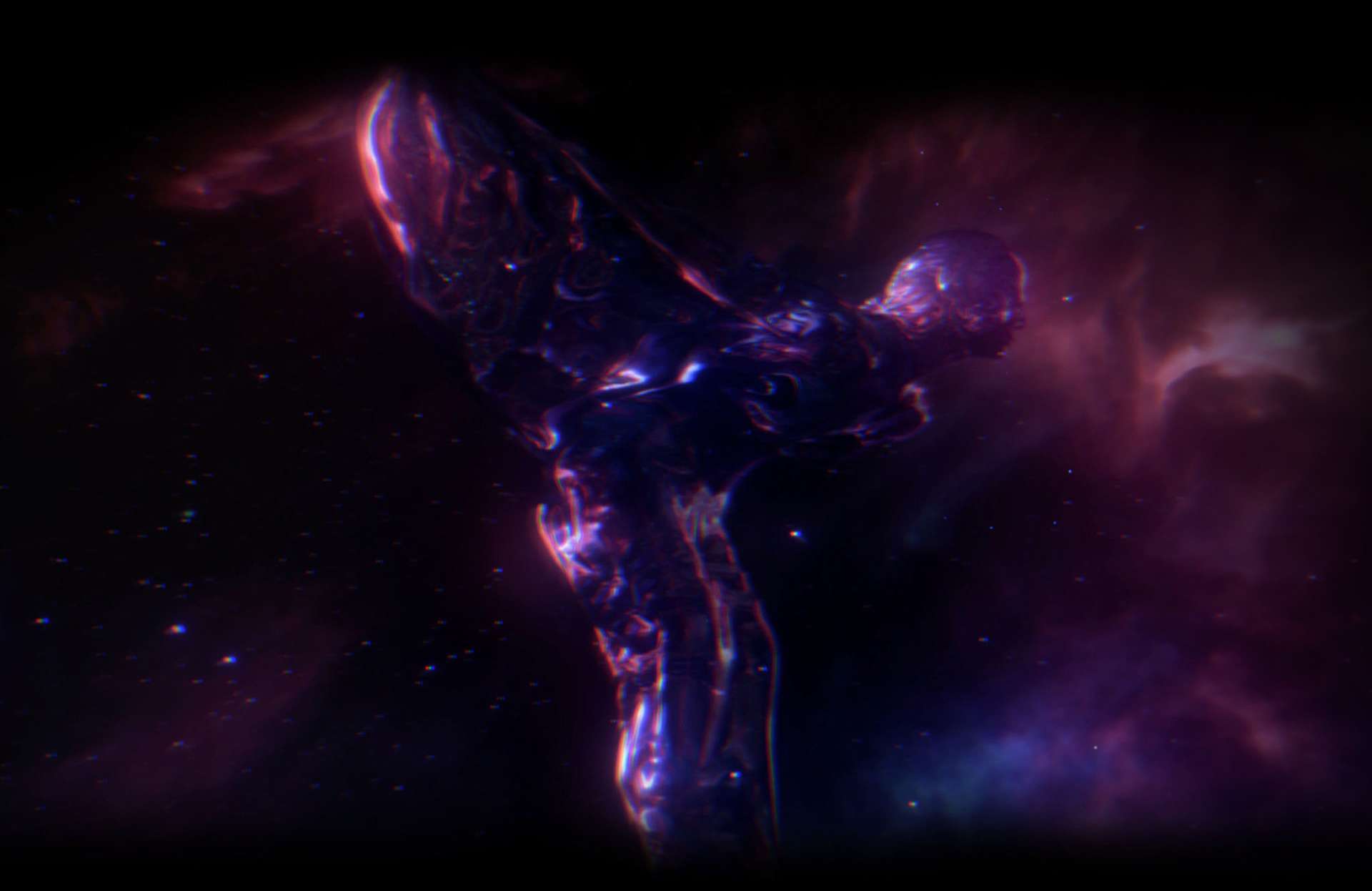 Blue stars and purple lights come together to form Rolls-Royce's renowned Spirit of Ecstasy