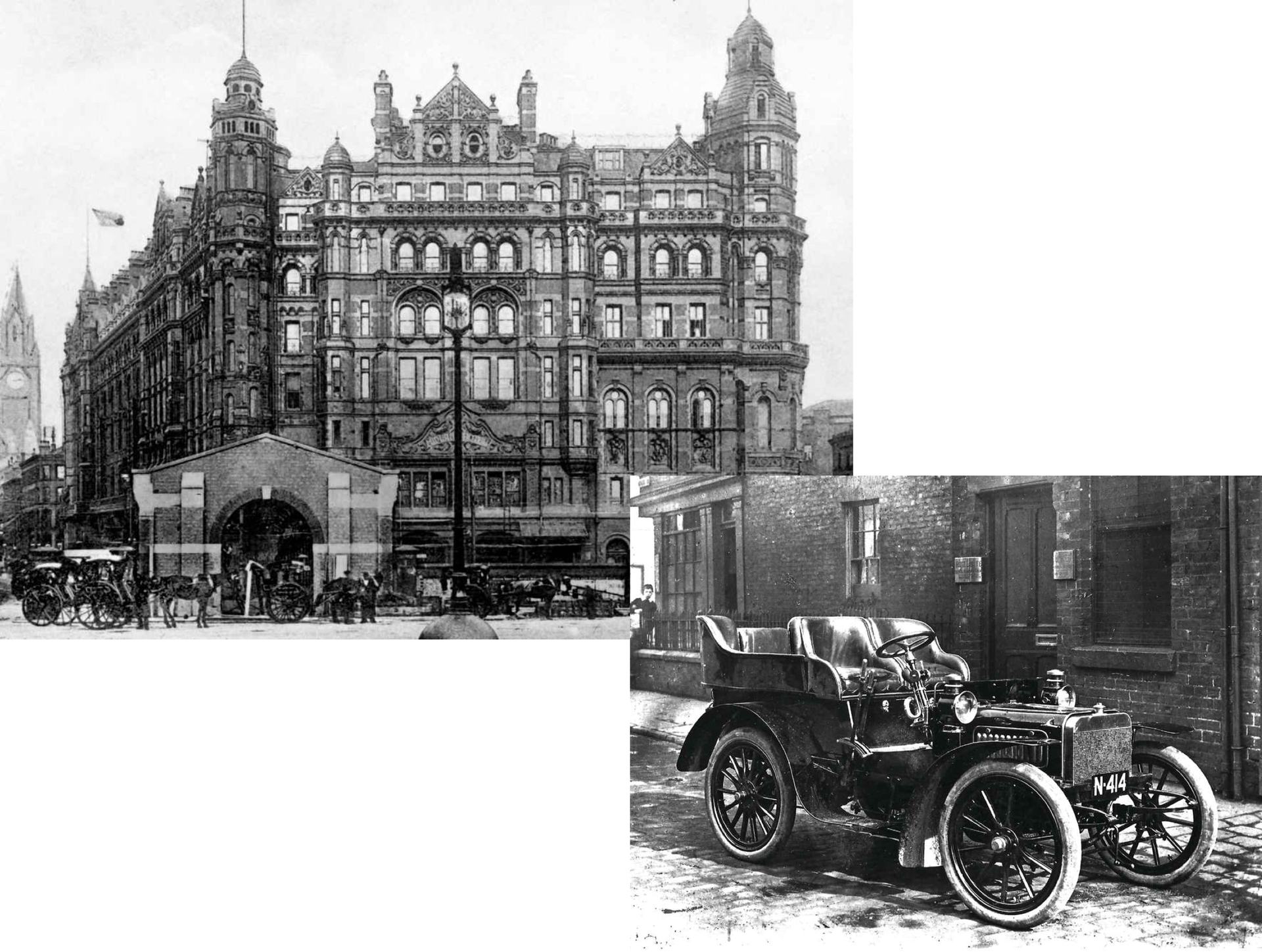 Archive photographs of the Midland Hotel in Manchester and the Rolls-Royce 40/50hp motor car