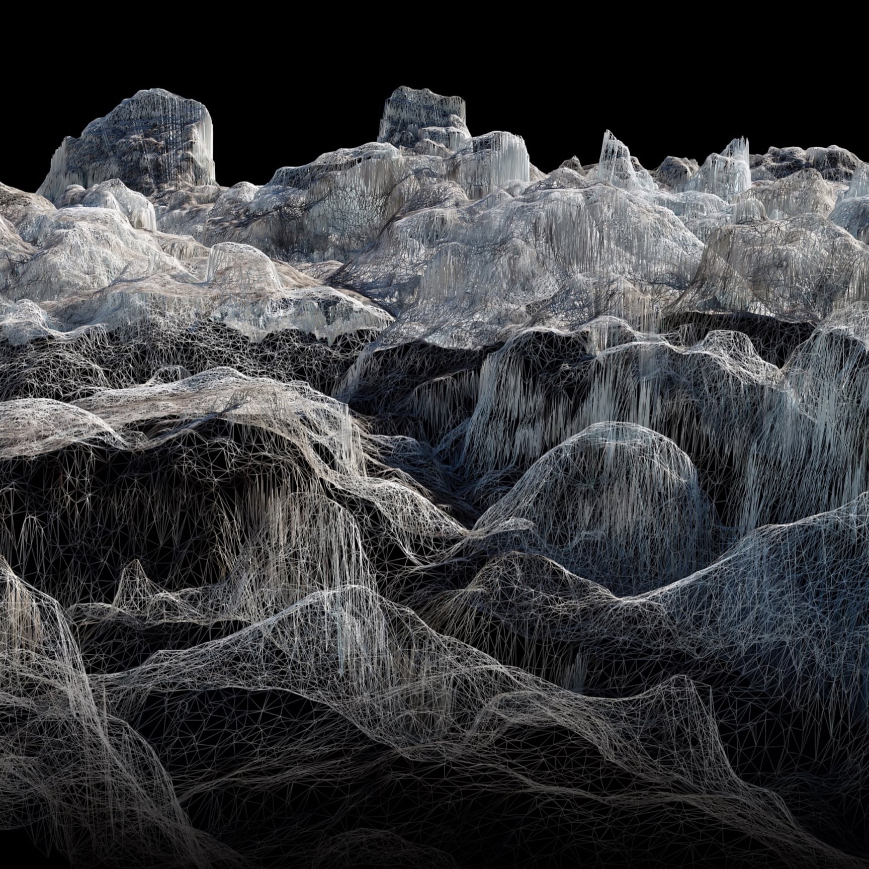 Dan Holdsworth’s ‘Acceleration Structures’ explores and examines the topography of three great Alpine glaciers using geomapping technology, like no artist has done before.