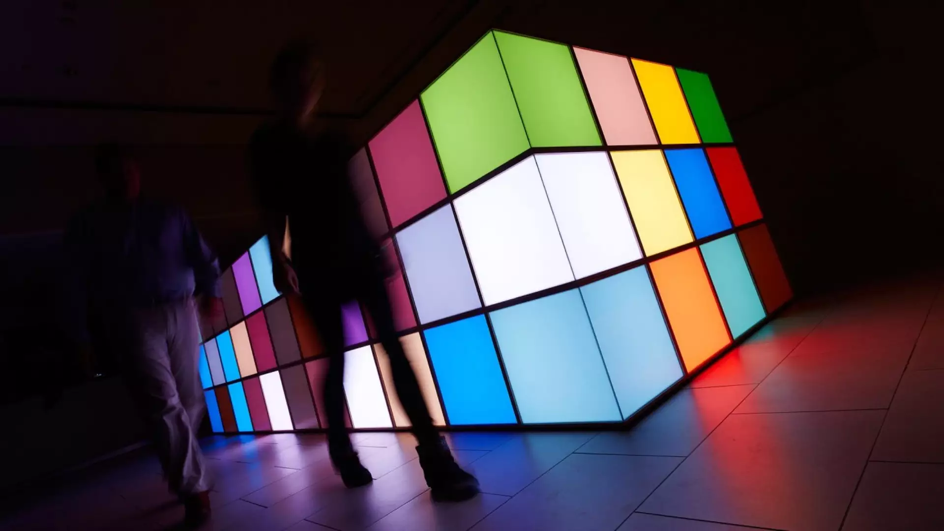 A piece of artwork from Angela Bulloch's collection. A colour changing ‘pixel box’ that mimics the proportions of Rolls-Royce Phantom and explores the relationship between art, technology and craftsmanship