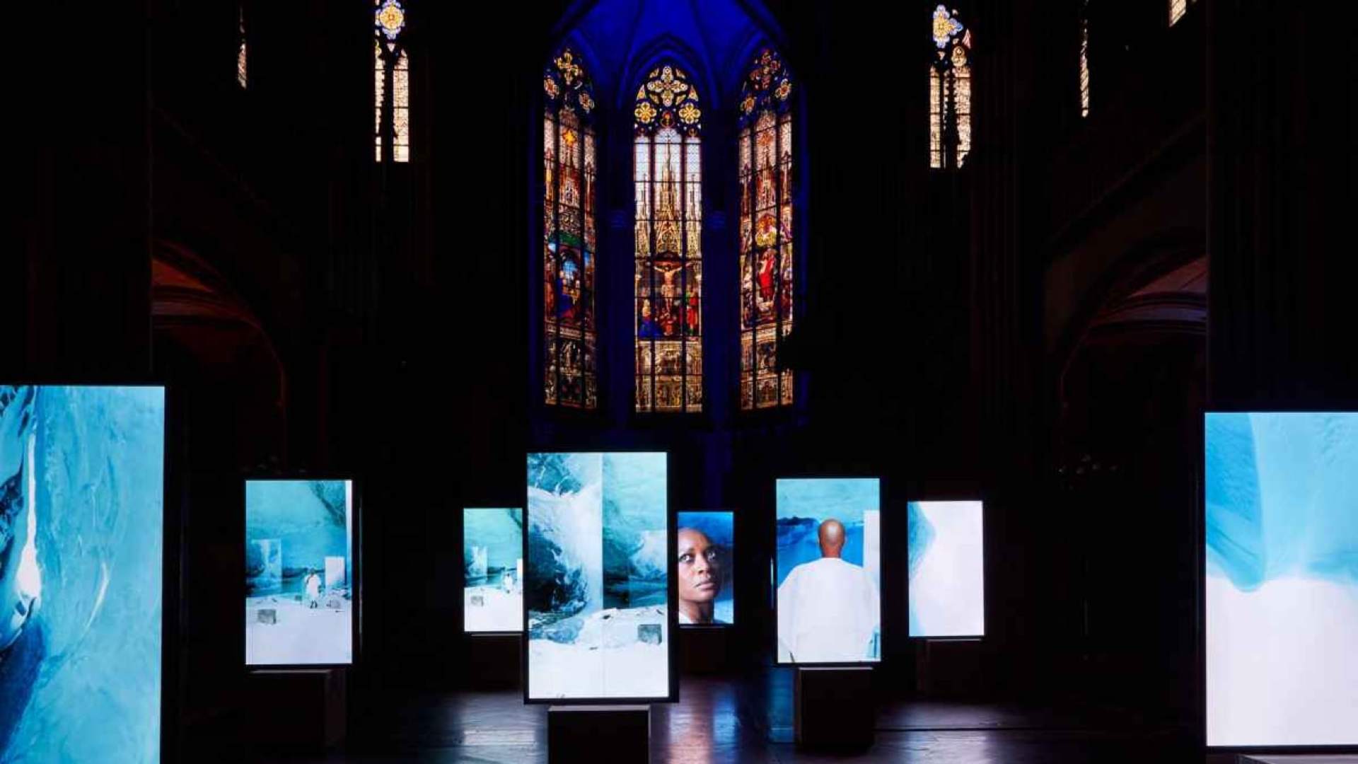 Isaac Julien’s Stones Against Diamonds cathedral installation for the Basel 2015 exhibition.