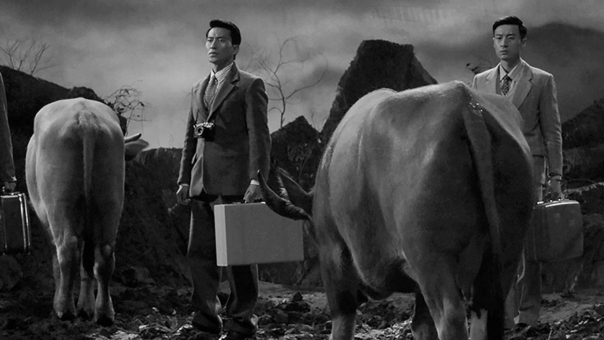 A snapshot from Yang Fudong's short film based on Chinese mythology, and the virtues of perseverance and will power.