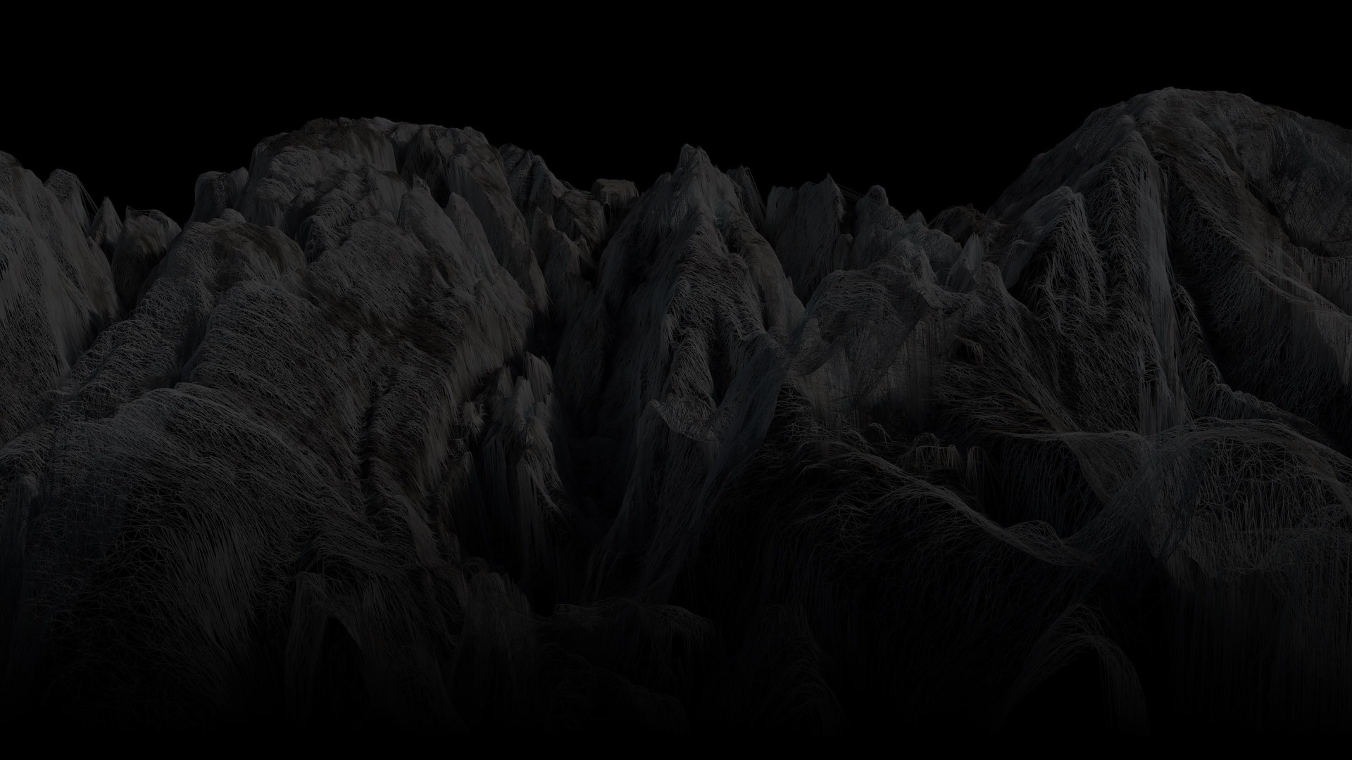 Dan Holdsworth section backplate, shows a darkened shot of his artwork, 'Acceleration Structures'