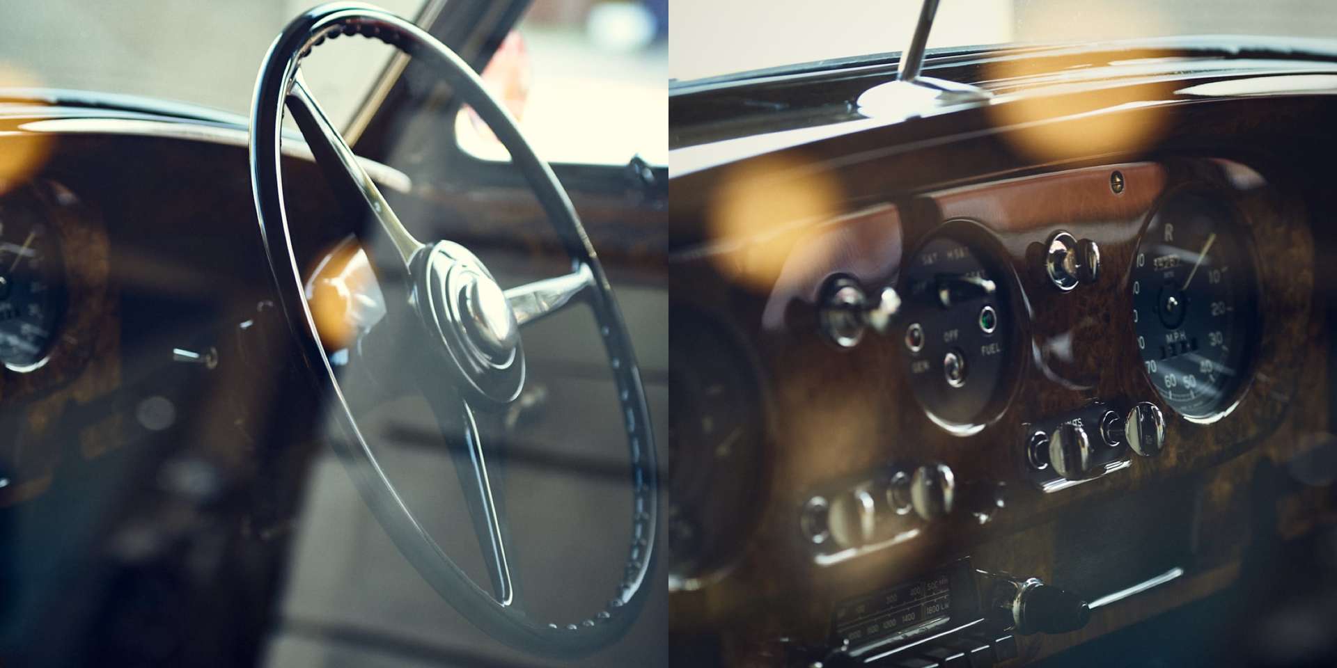 Close up of a steering wheel featured at the Rolls-Royce Goodwood Revival event