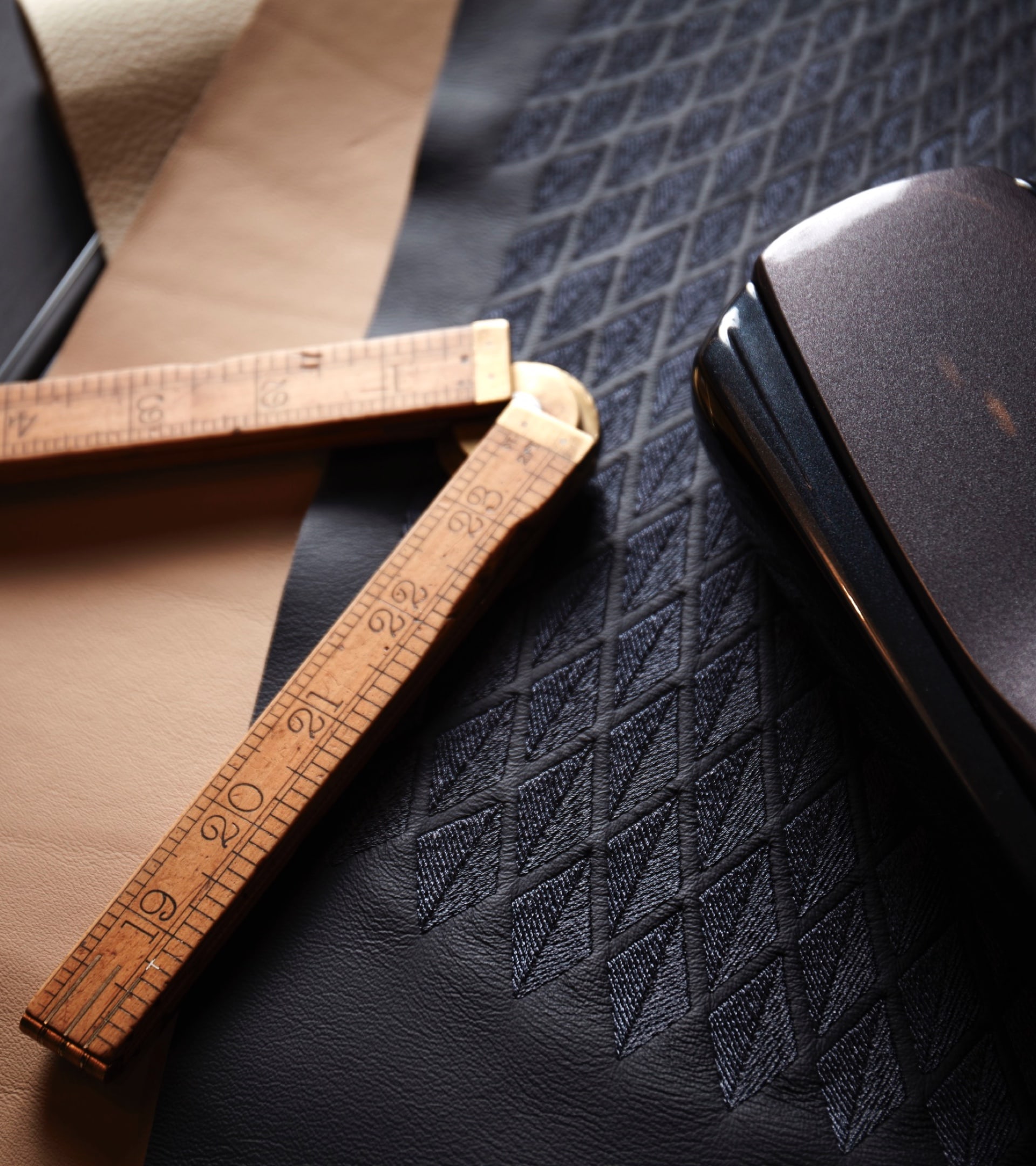 A close up of the tools, textures and colours used to give customers the opportunity to explore the possibilities that bespoke design allows 