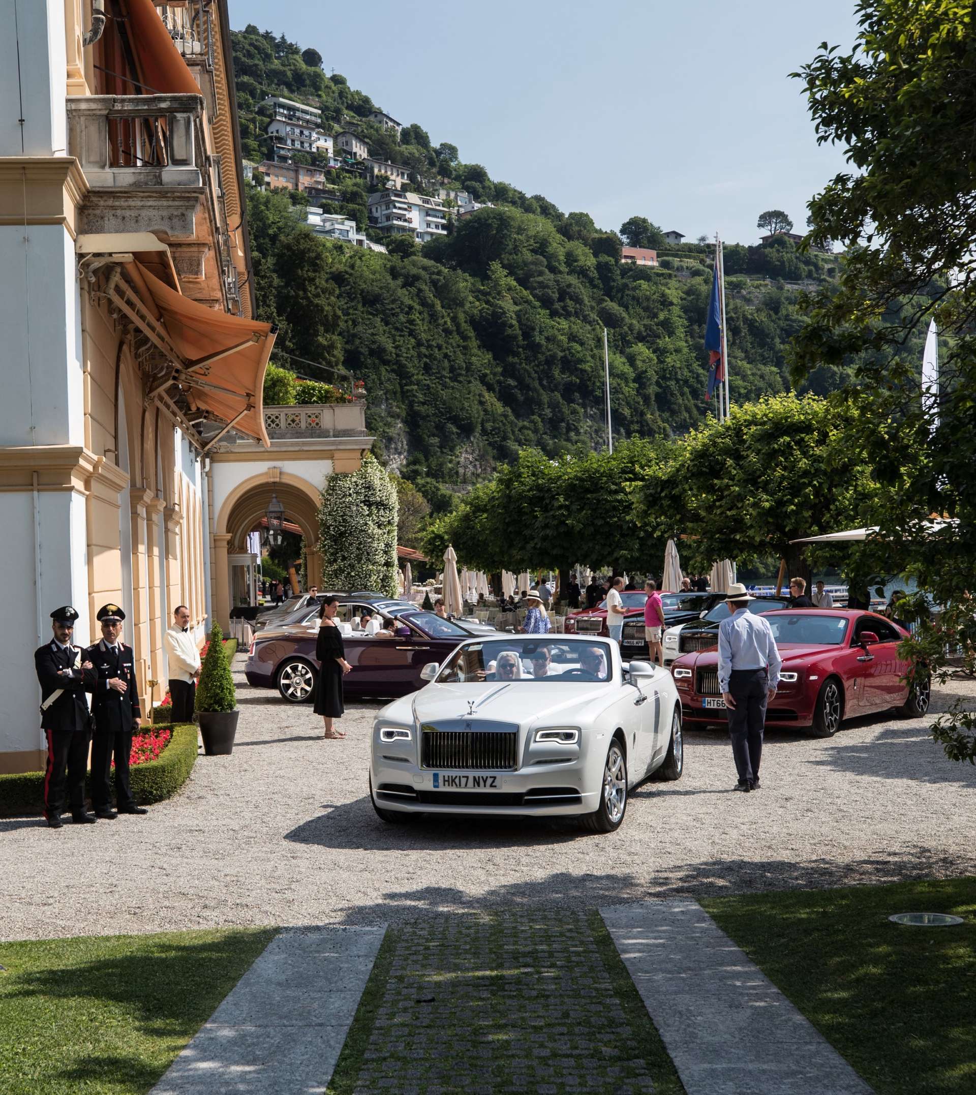 roll-royce's parked in front of lake como