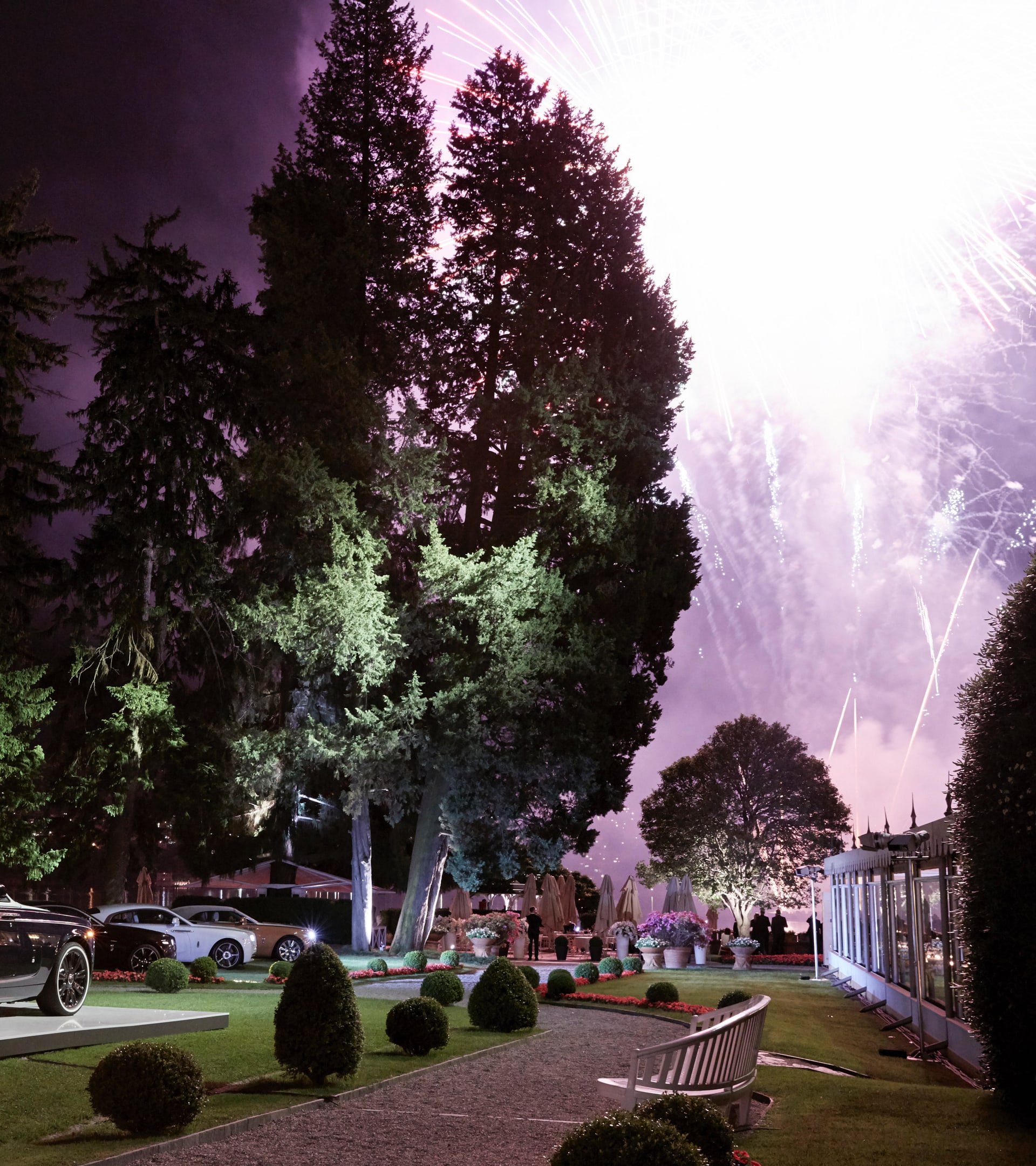 Fireworks at night at the Concorso d’Eleganza Villa d’Este