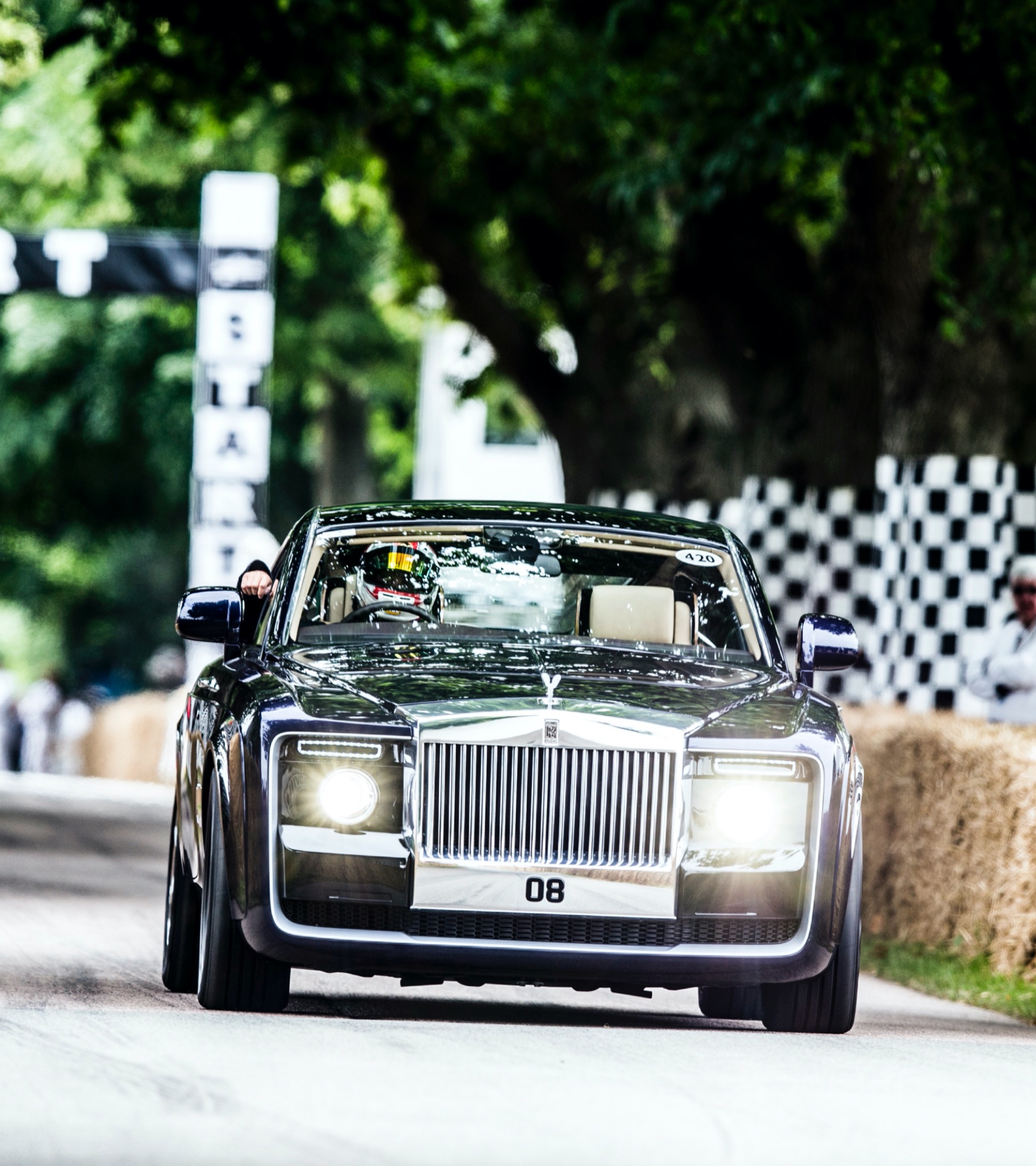 Front of a black Car Racing 