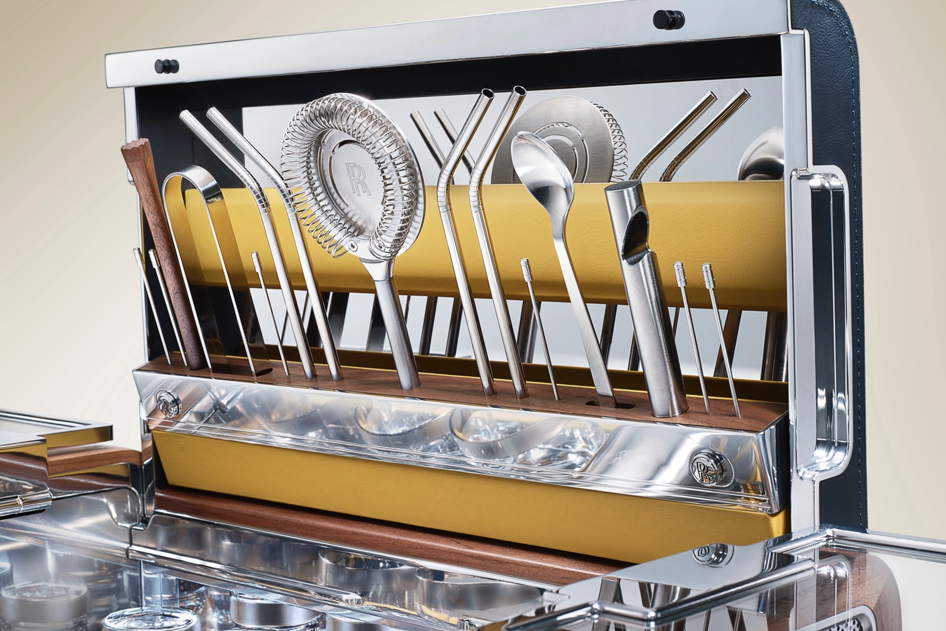The Rolls-Royce Cocktail Hamper, accessorised with everything needed to create and enjoy your favourite cocktails