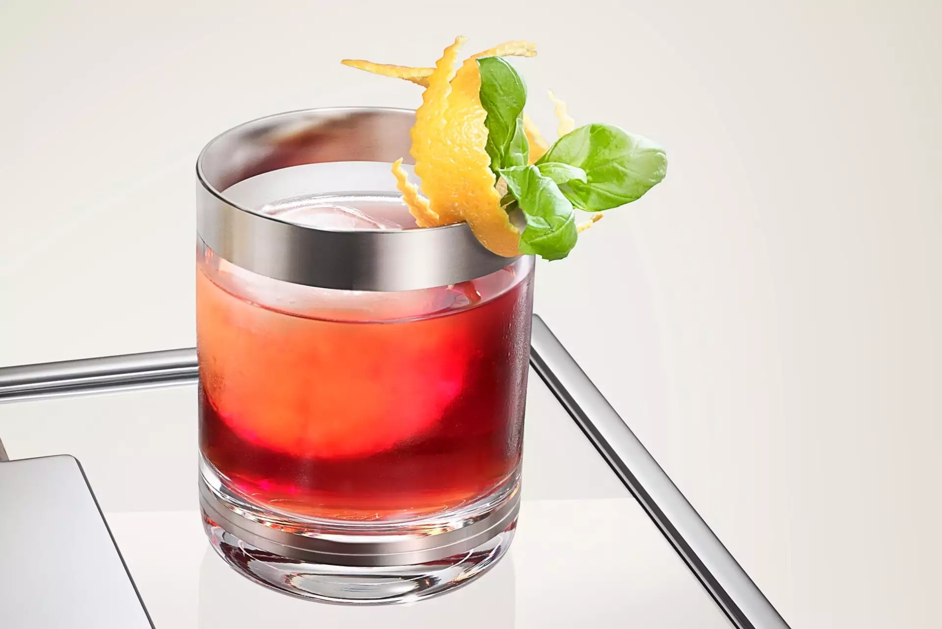 A drink served in a bespoke Rolls-Royce glass 