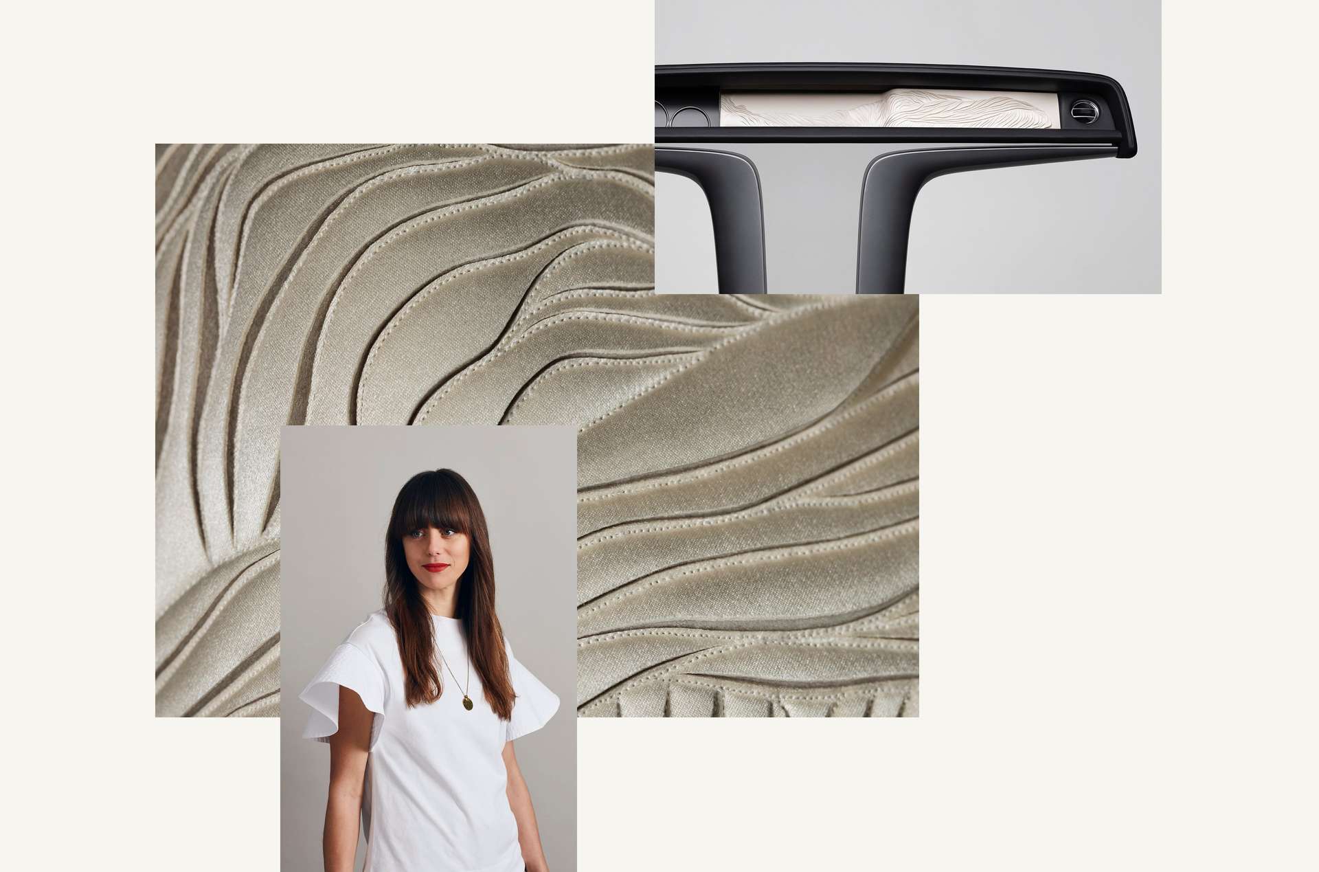 デザイナーのヘレン・エイミー・マリー氏がクリーム色のレザーから制作したPHANTOMギャラリー「Whispered Muse」