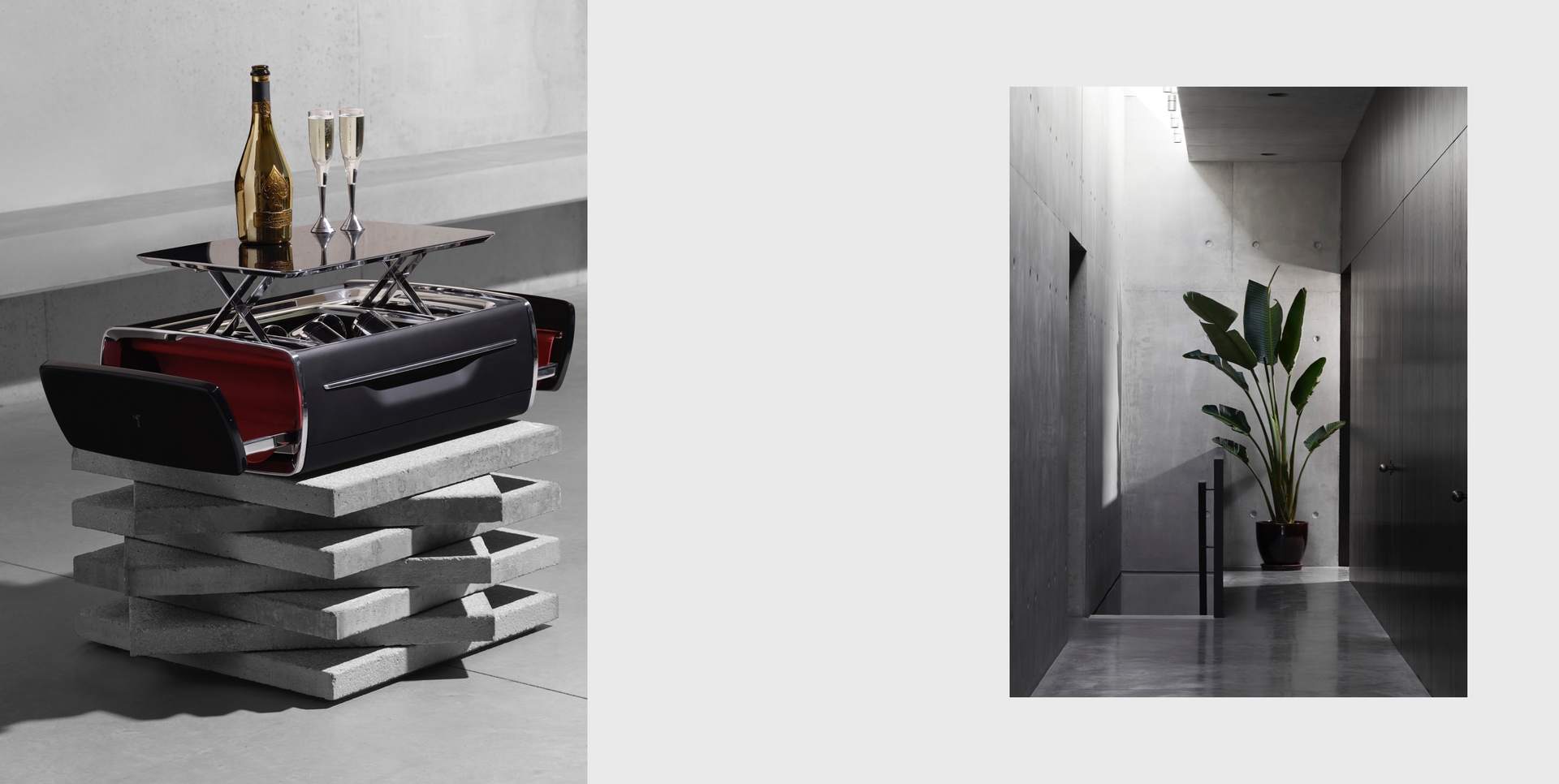 The Rolls-Royce Champagne Chest, that opens up to become a serving tray and caviar, canapés and champagne holder.