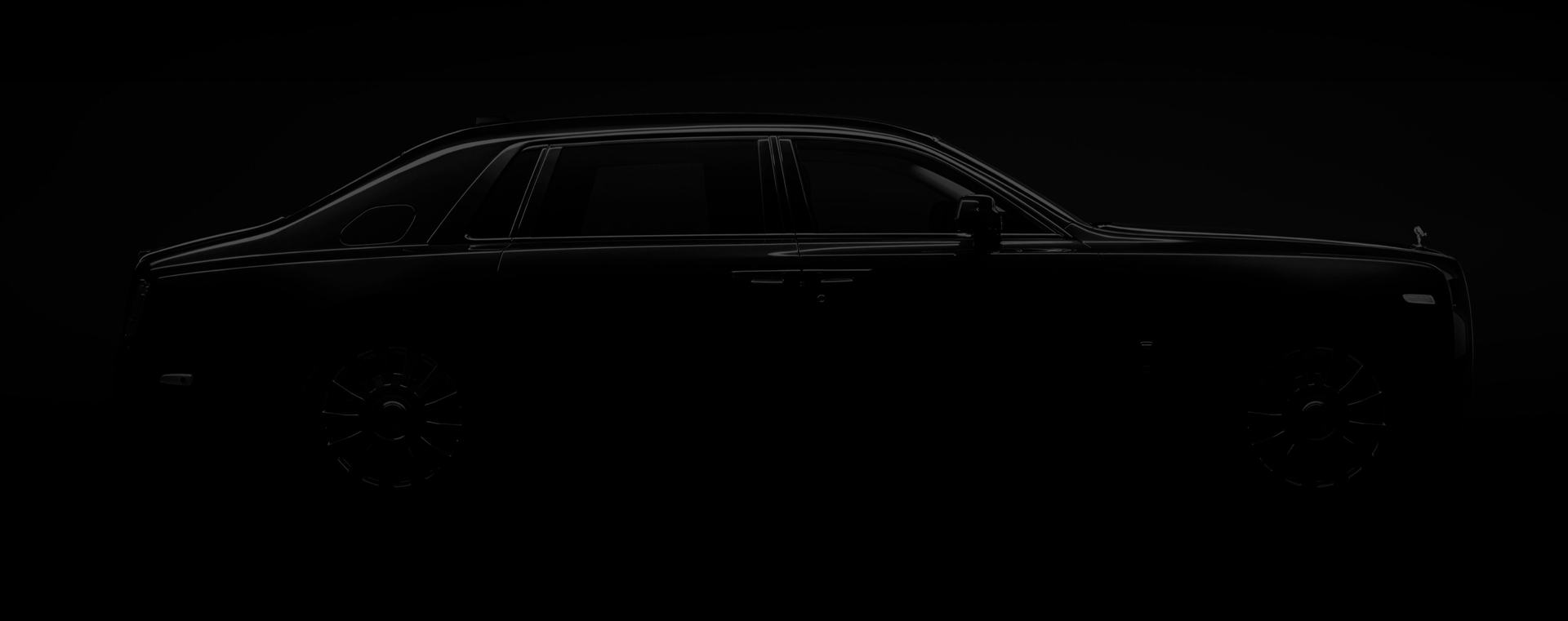 Darkened image of side exterior view of of Rolls-Royce Phantom EWB motor car
