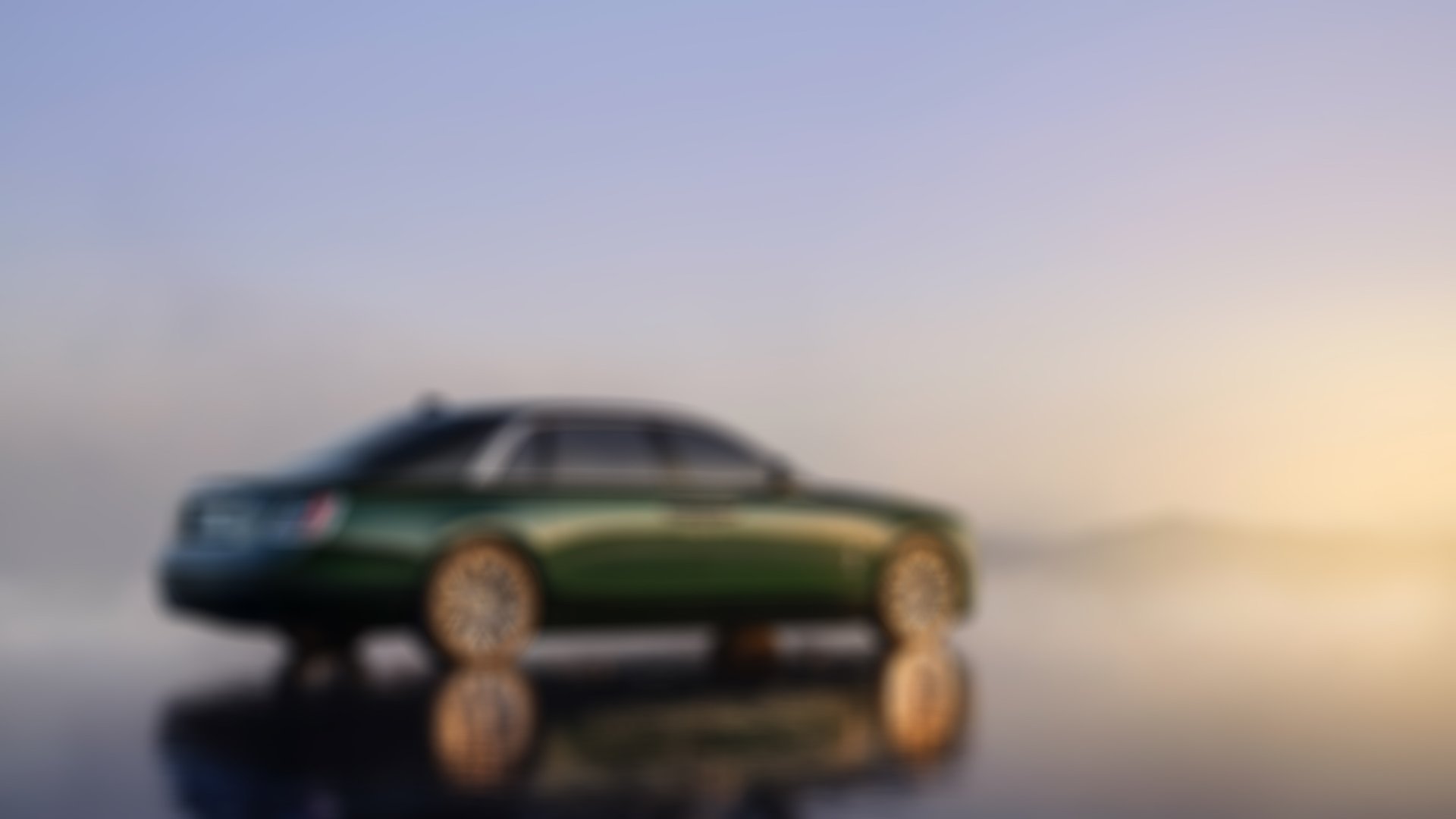 Exterior view of Rolls-Royce Ghost EWB motor car in ethereal, expansive landscape