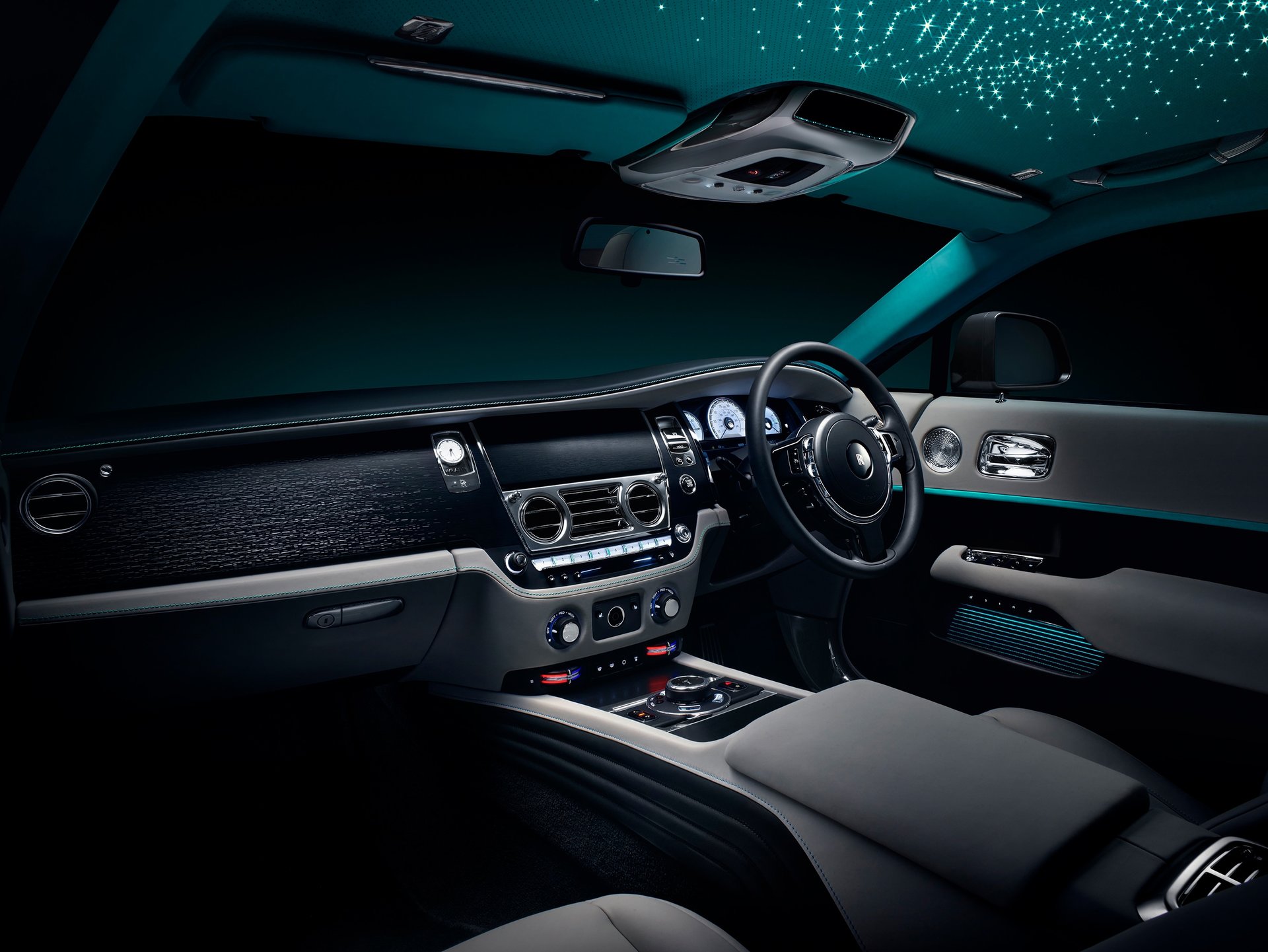 Interior of the bespoke Rolls-Royce Wraith Kryptos motor car