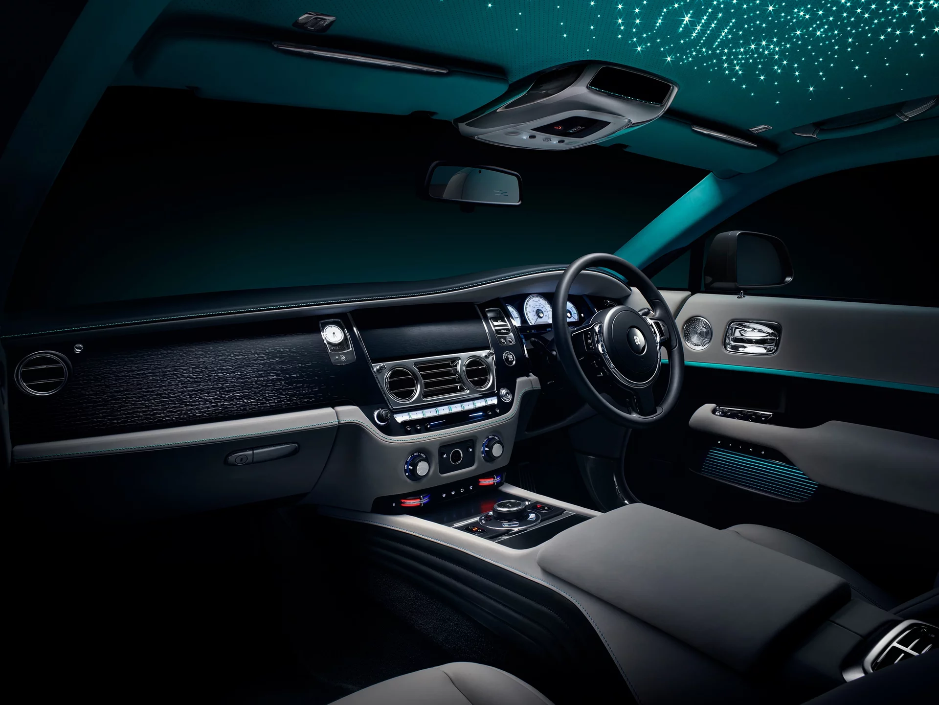 Interior of the bespoke Rolls-Royce Wraith Kryptos motor car