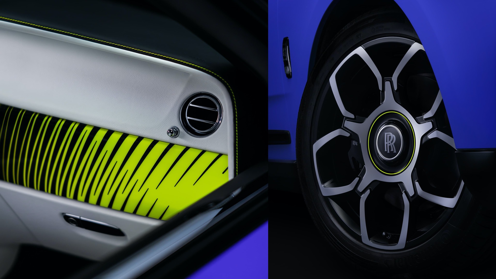 Detailed view of the interior and the wheel of a Black Badge Cullinan