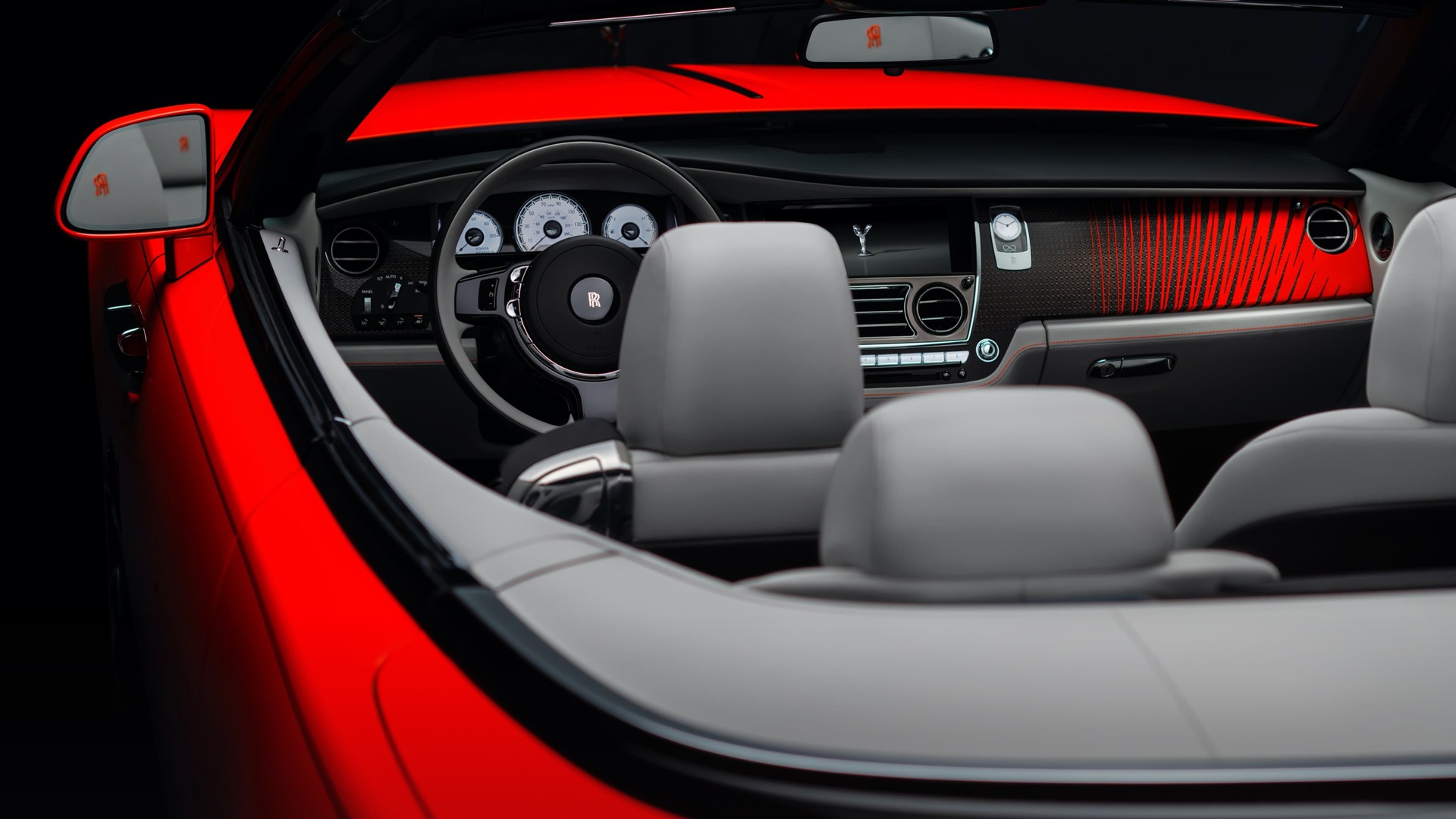 Interior view of a Black Badge Dawn in Eagle Rock Red colour.