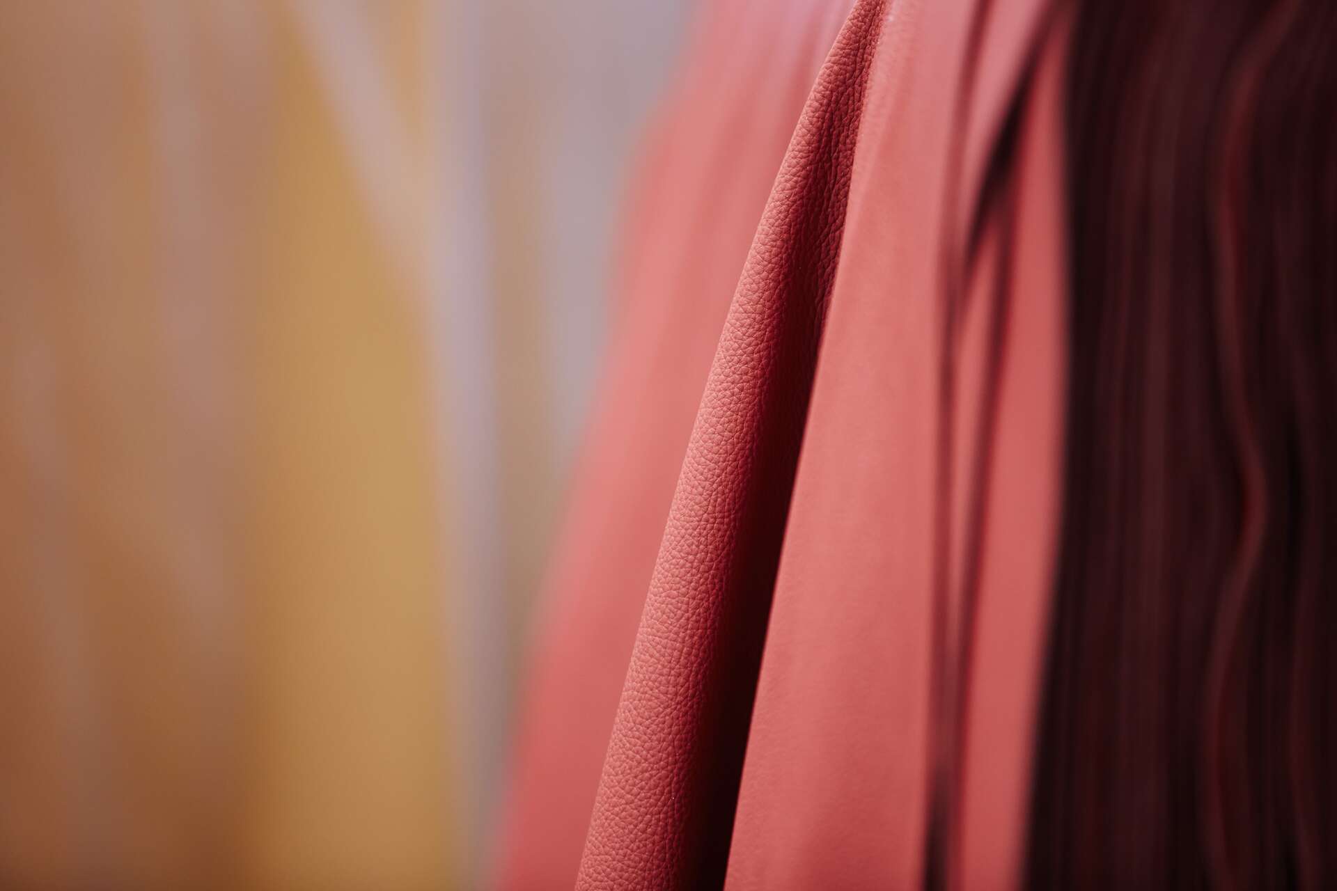 Red leather material folded for a Rolls-Royce Motor Car.