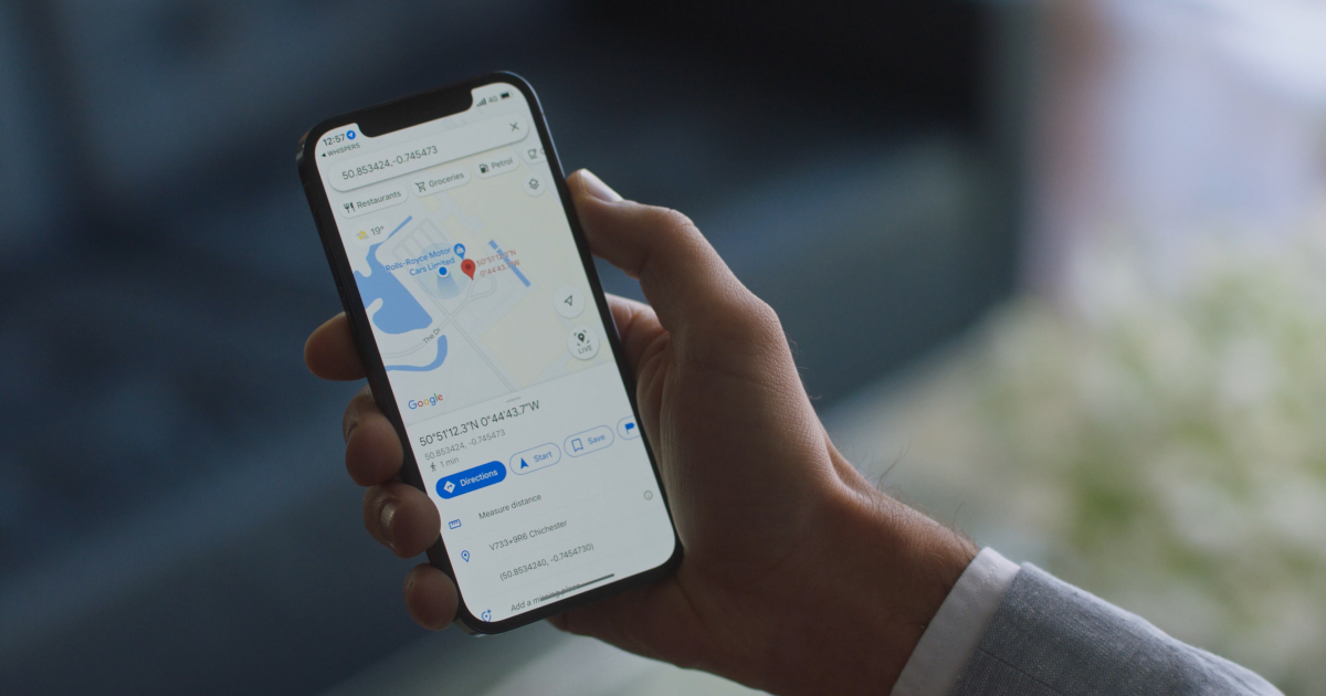 A customer looking for a location in a map on its phone