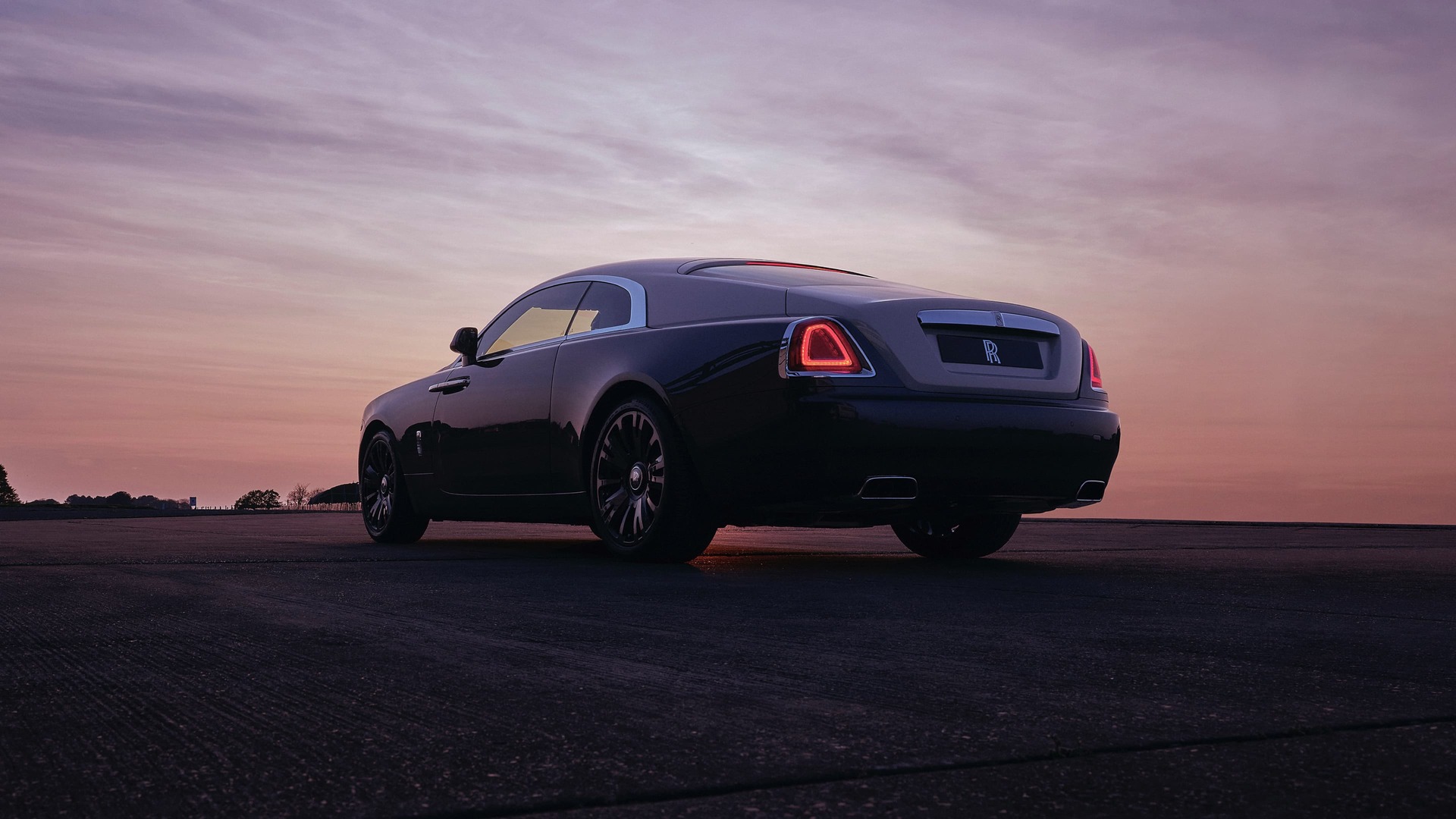 Rolls-Royce motor car at sunset