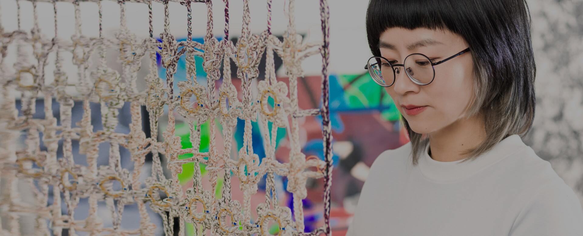 A photo of Bi Rongrong working