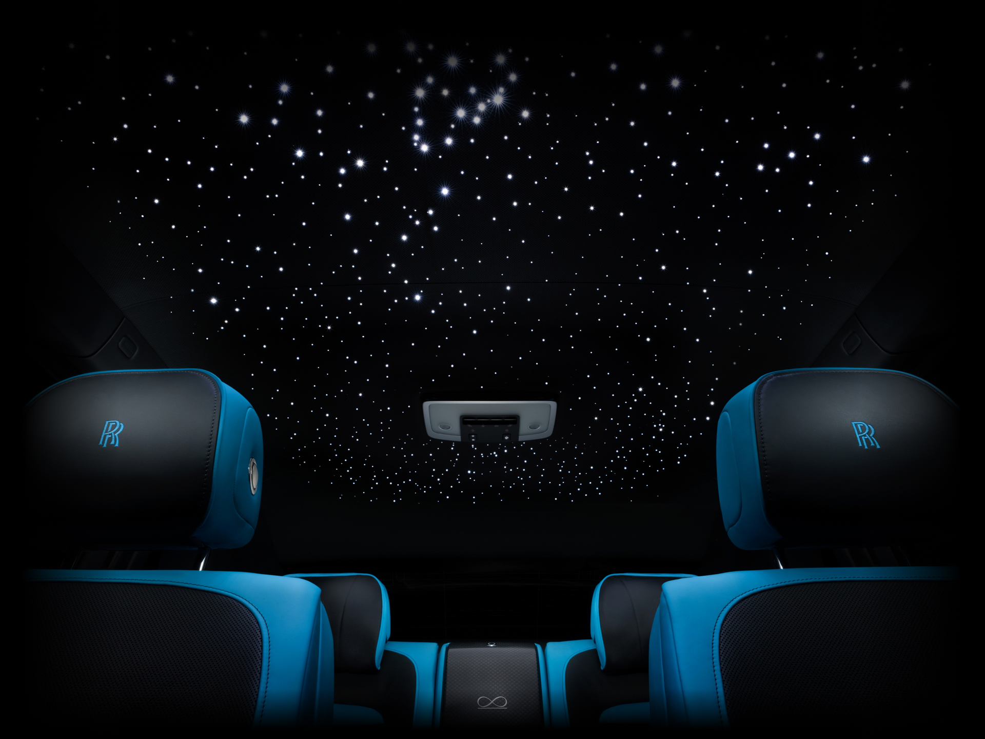 Interior shot of starred lights and black badge ghost seats