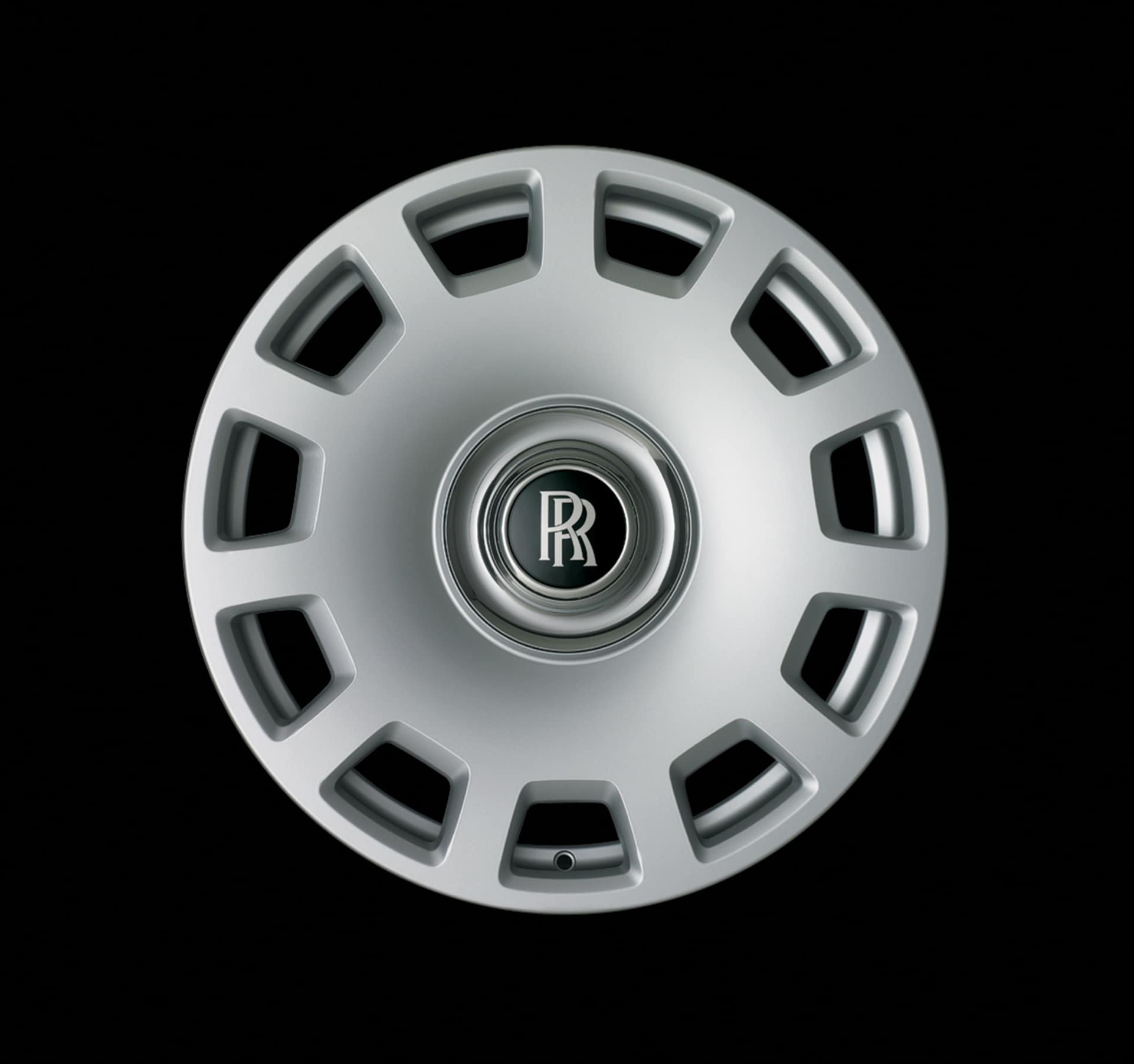 Rolls-Royce Motor Cars Accessory - Wheel style 422 - 21 inch eleven spoked wheel available in matt silver or a fully polished finish. Shot against a black background