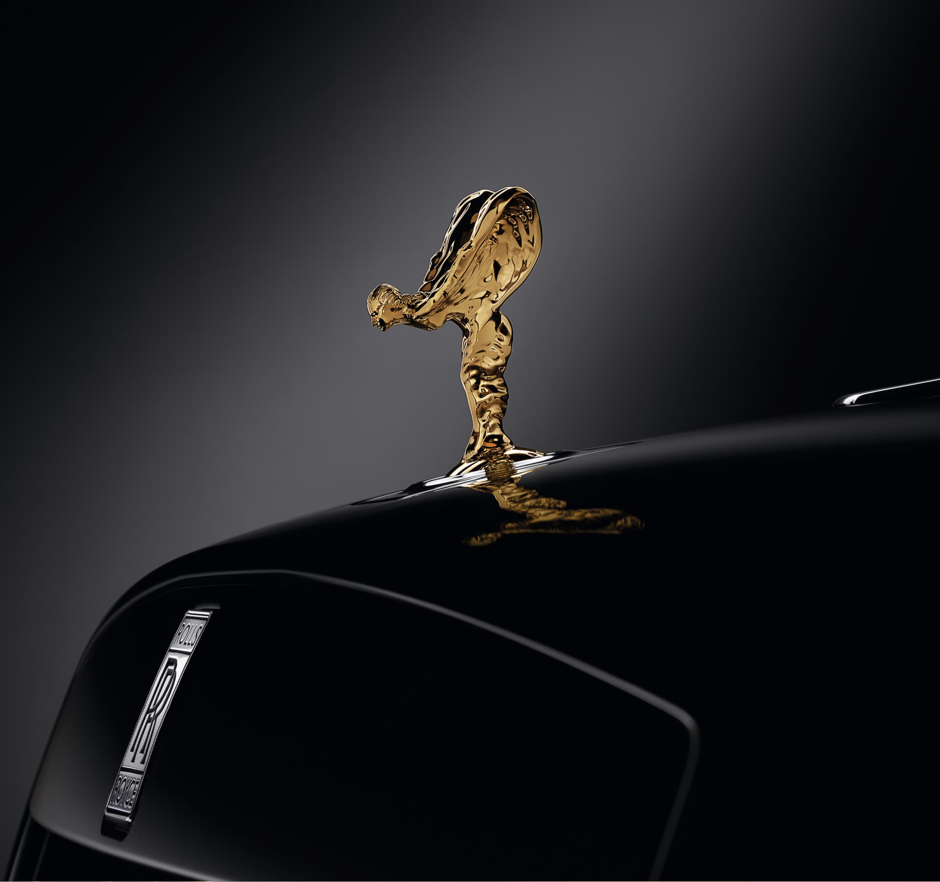 24 carat gold plated Spirit of Ecstasy on Rolls-Royce motor car