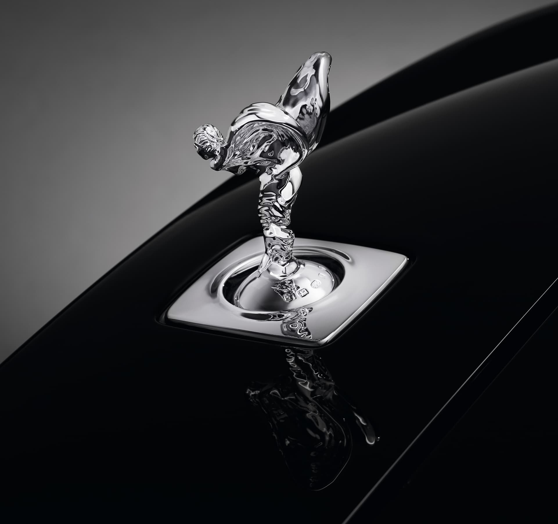 Solid sterling silver Spirit of Ecstasy on Rolls-Royce motor car