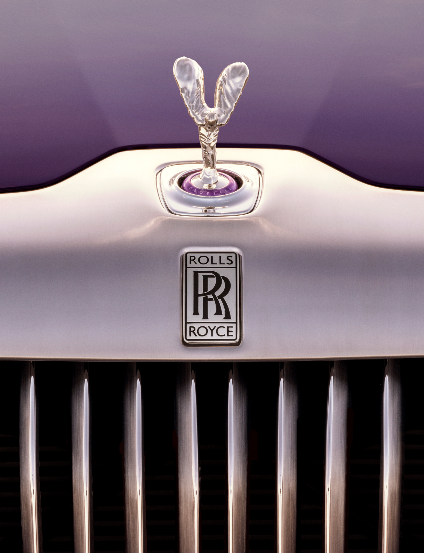 Spirit of Ecstasy on top of Rolls-Royce Amethyst Droptail