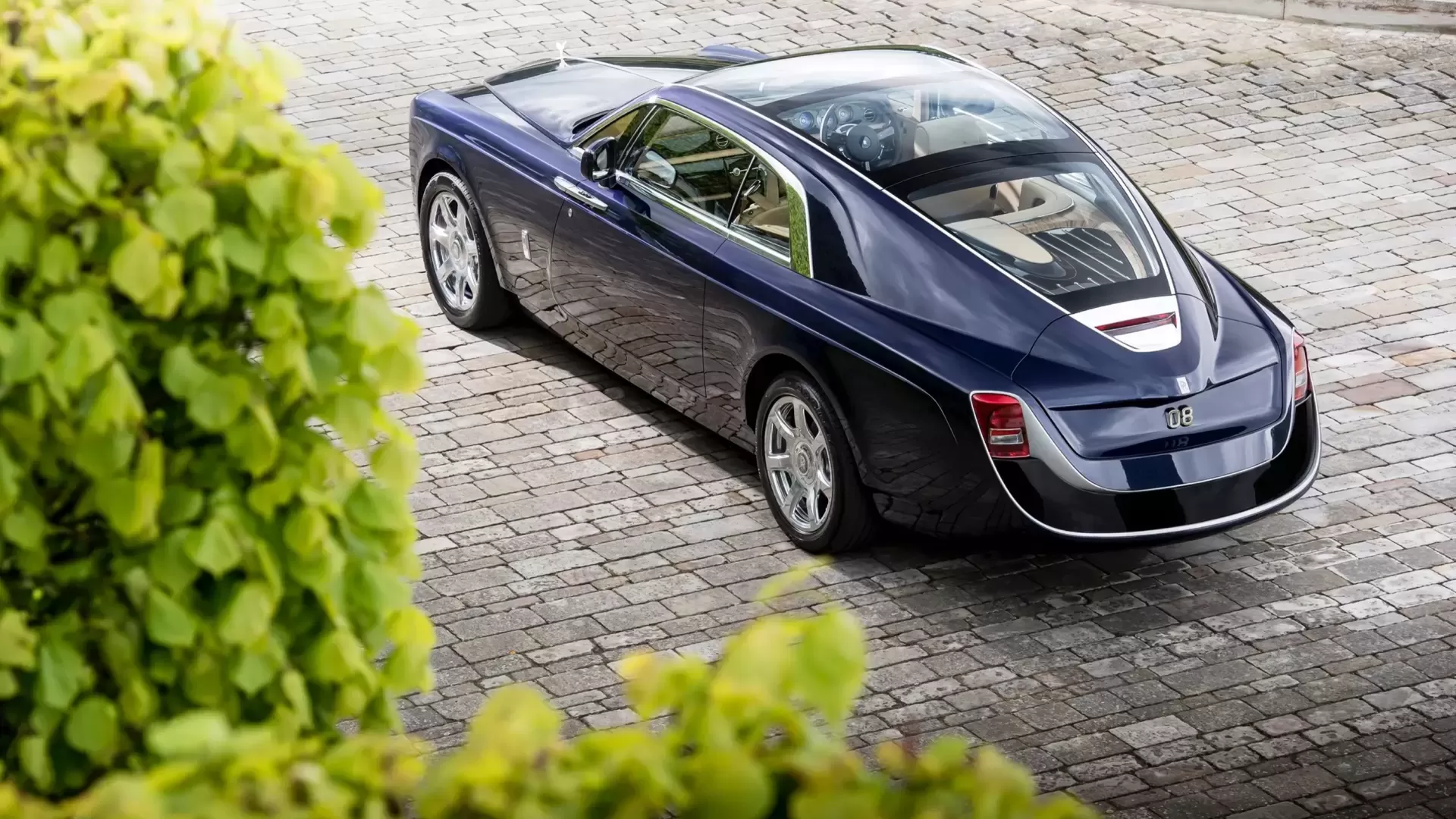 rear view of Sweptail a coachbuild by rolls-royce