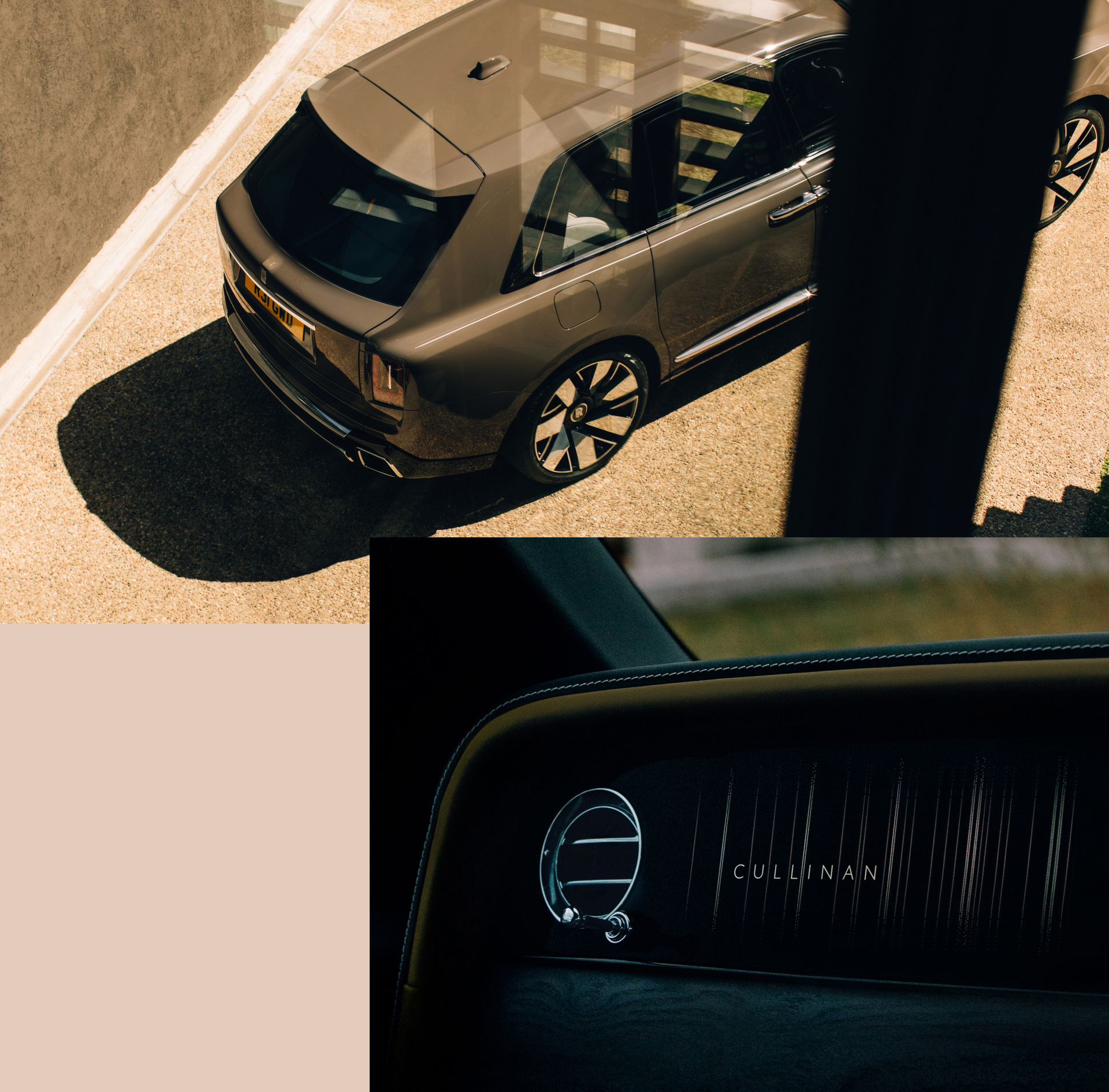 A collage displaying the outside of the Rolls-Royce Cullinan Series II at the top and the interior personalised fascia at the bottom