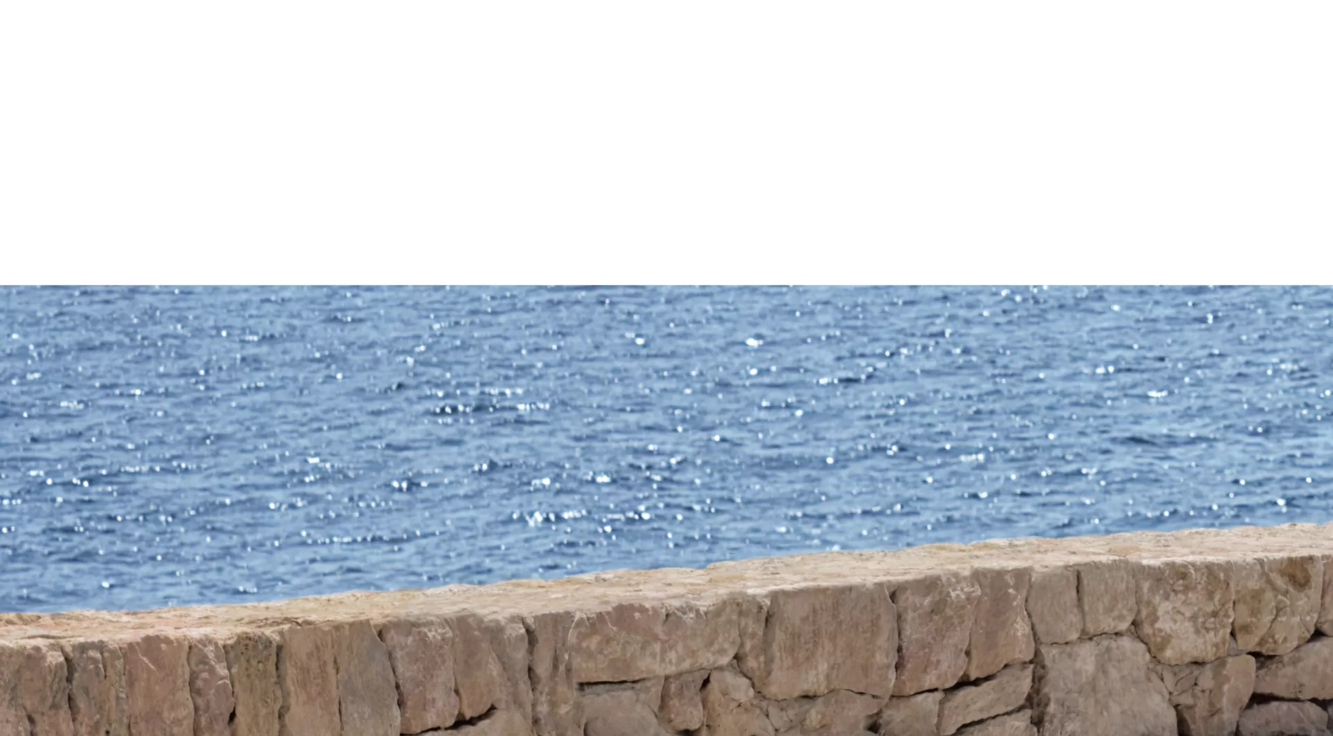 Background of the ocean with a brick wall just before it.