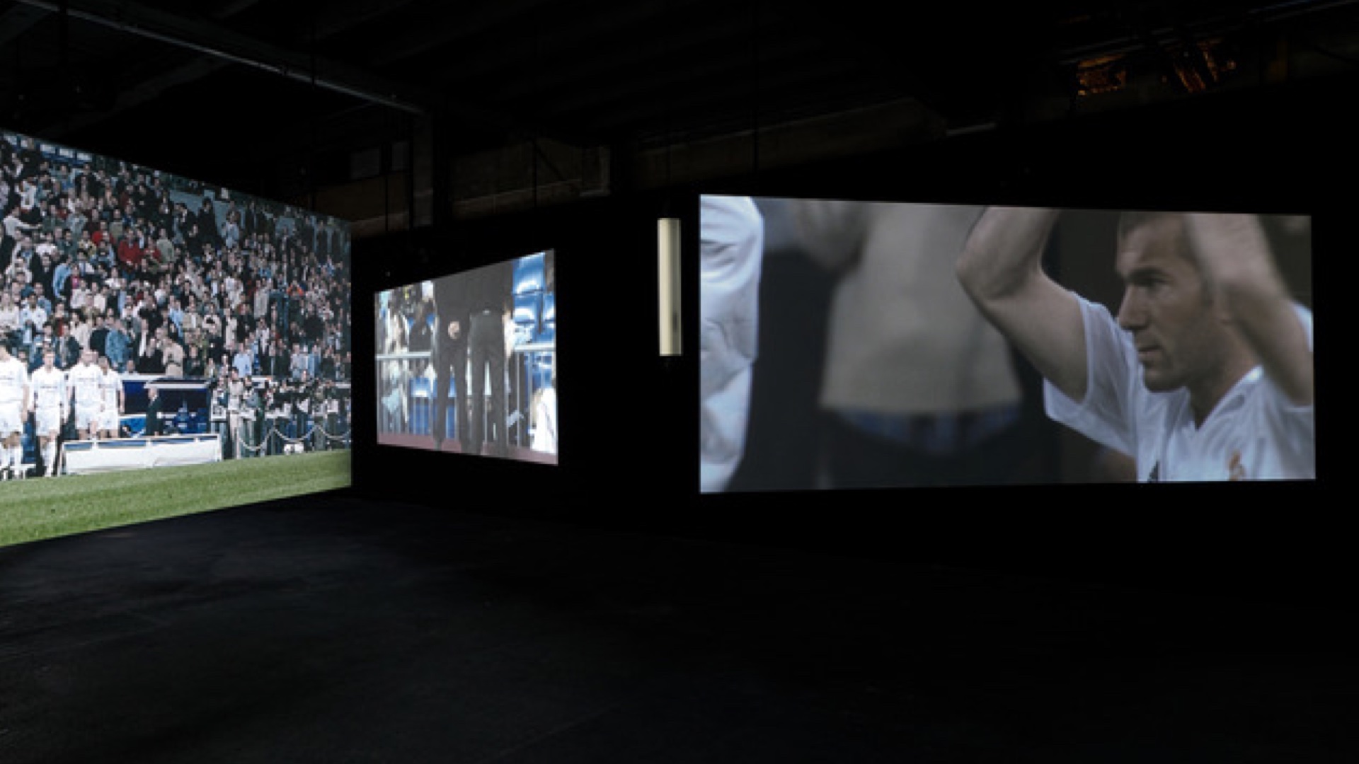 Douglas Gordon and Philippe Parreno, 2006, Zidane: a 21st Century Portrait, courtesy Artsy. Video scenes of Zidane on the football pitch