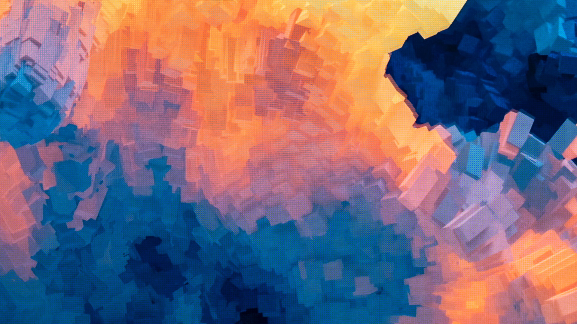 Refik Anadols orange and blue abstract artwork