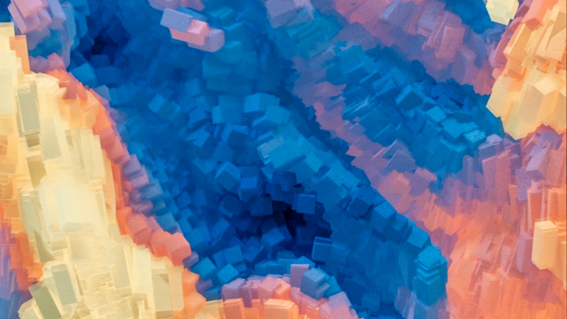 Refik Anadols orange and blue abstract artwork