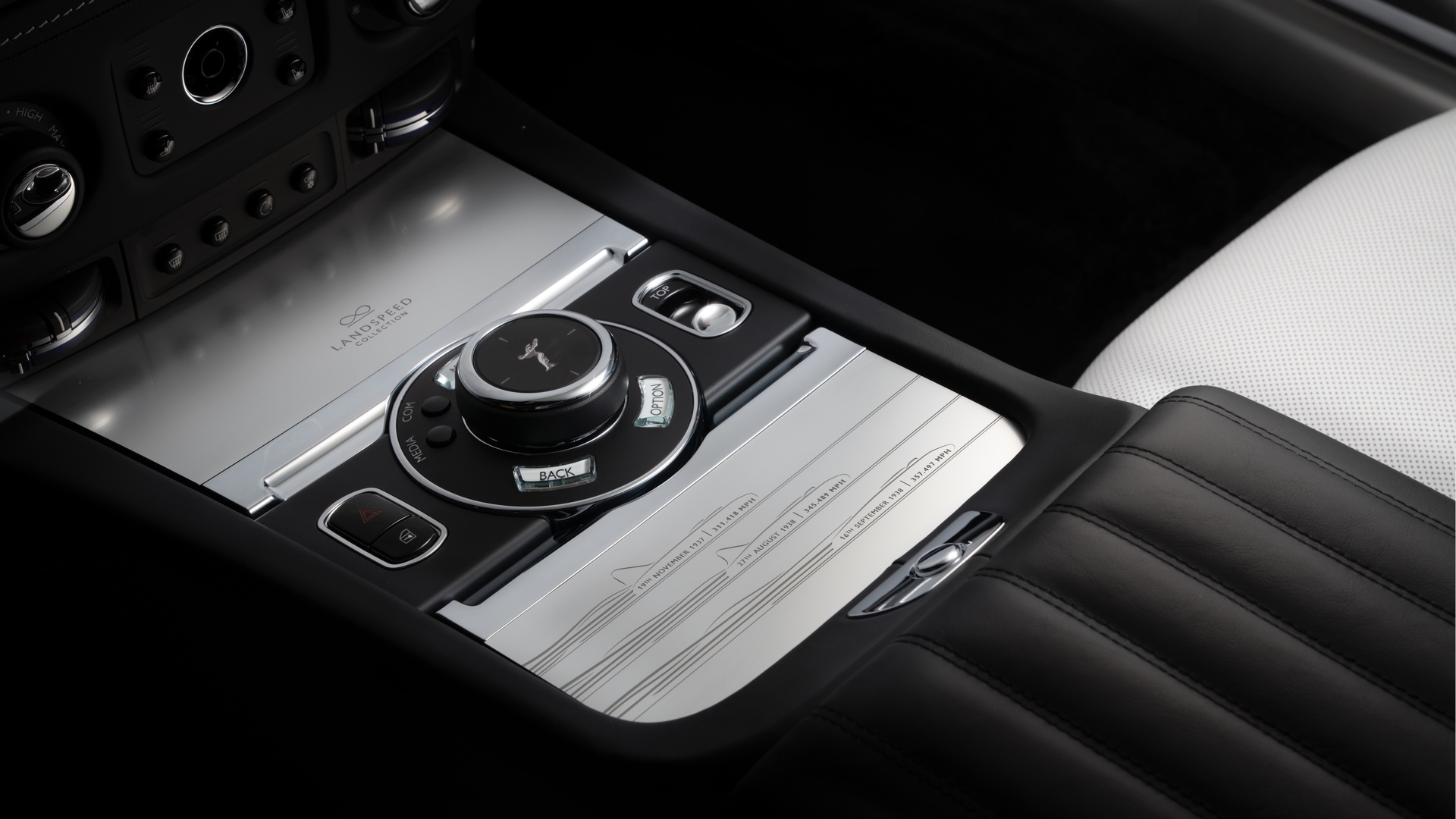 Close up the Land-speed Record holders on the center console 