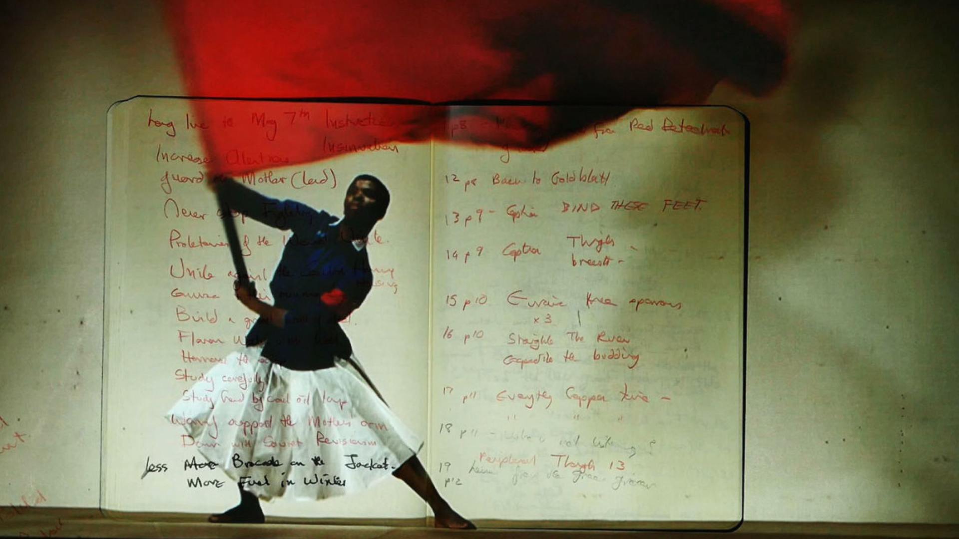 William Kentridge, Video still from Notes Towards a Model Opera, 2015.  Three channel HD film; 11 minutes 14 seconds. © William Kentridge.