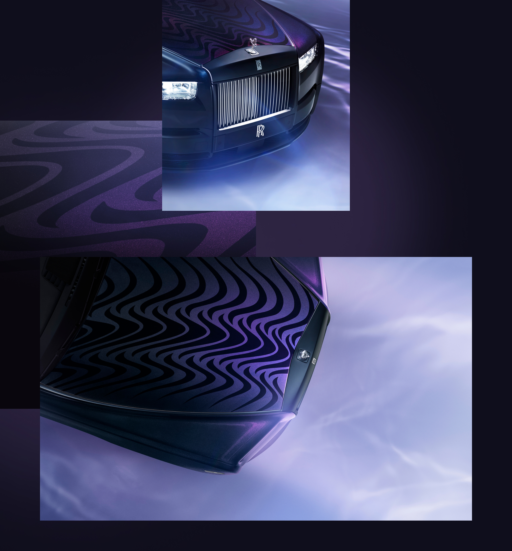 A collage with two images feature the water motif of the Phantom Syntopia's bonnet