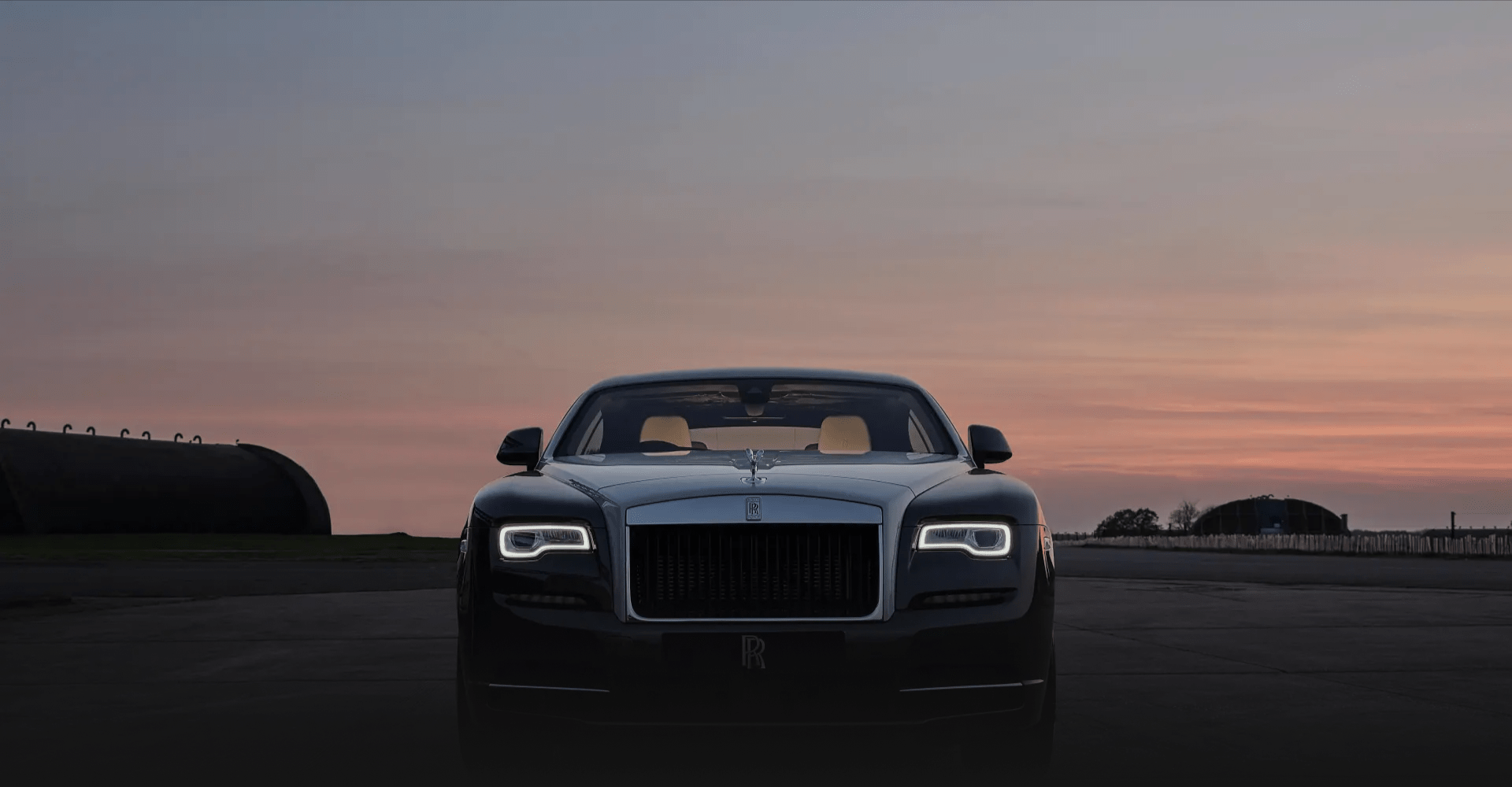 A frontal view of a Rolls-Royce motor car