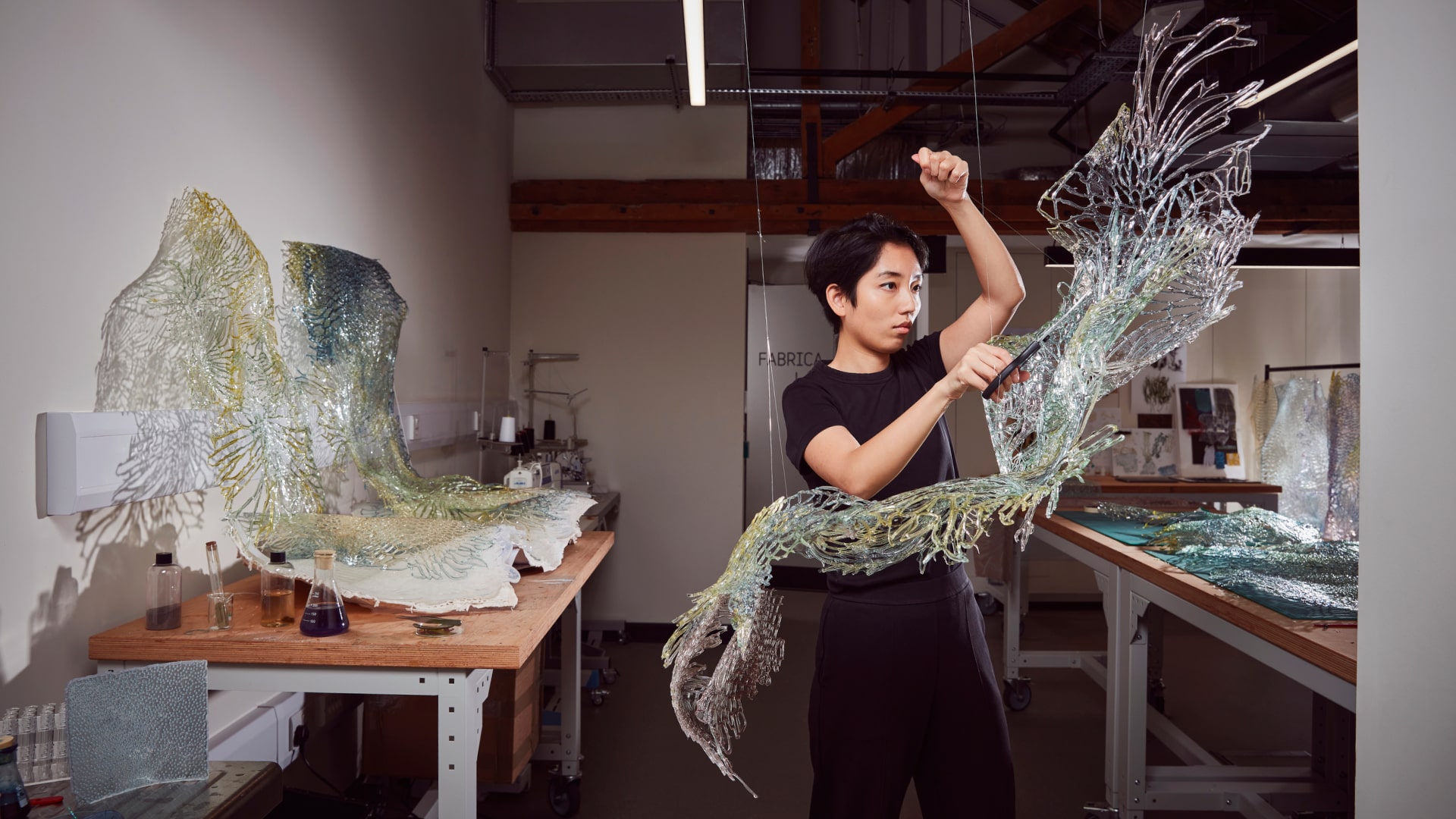 Scarlett Yang with her artwork