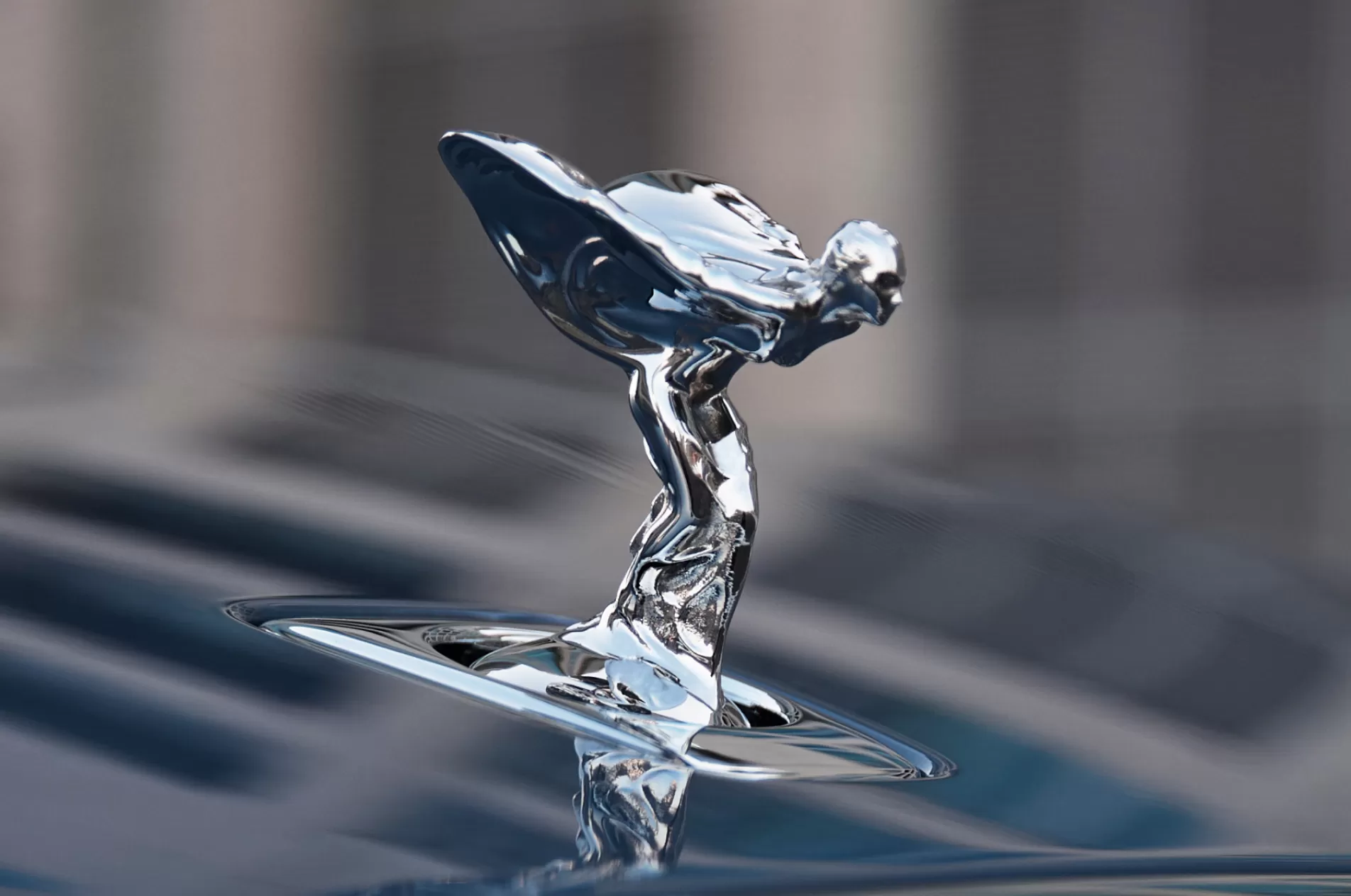 Close up shot of the Spirit of Ecstasy.