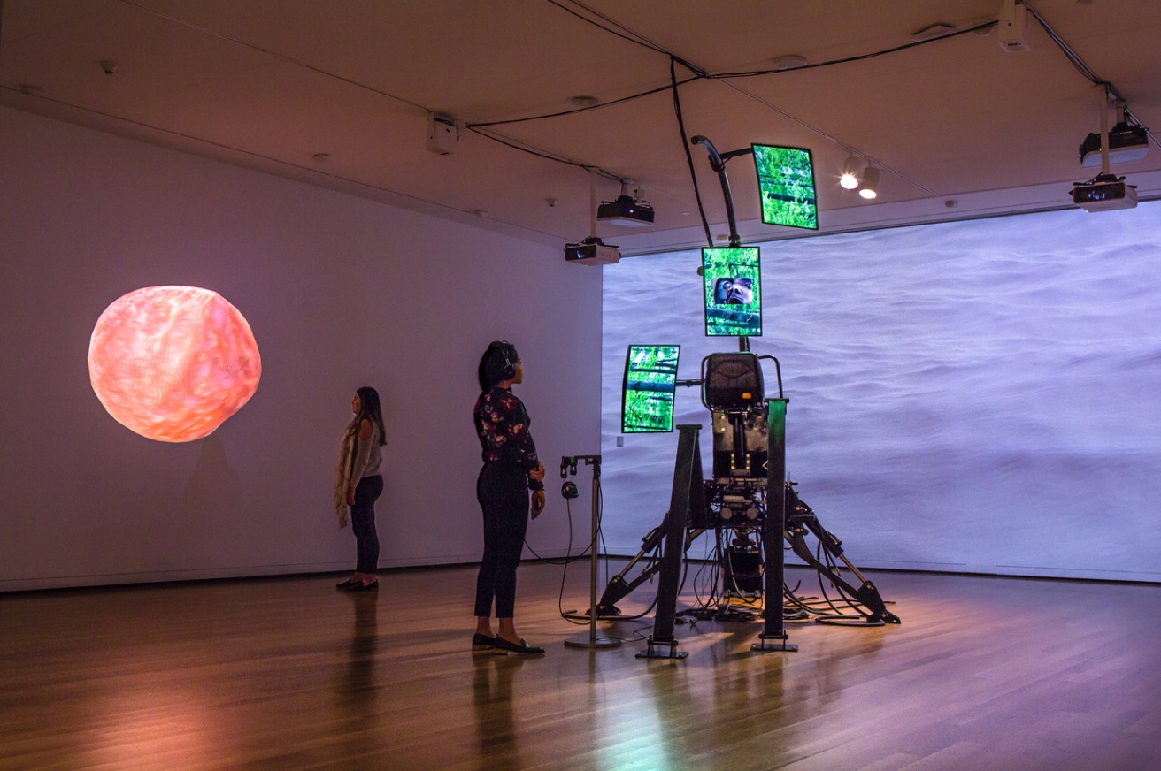 Sondra Perry, Eclogue for [in]HABITABILITY , 2017 Backhoe workstation, Installation view 2017: Eclogue for [in]HABITABILITY, Gwendolyn Knight and Jacob Lawrence Gallery at the Seattle Art Museum. Seattle, WA Photo: Natali Wiseman Courtesy of the artist