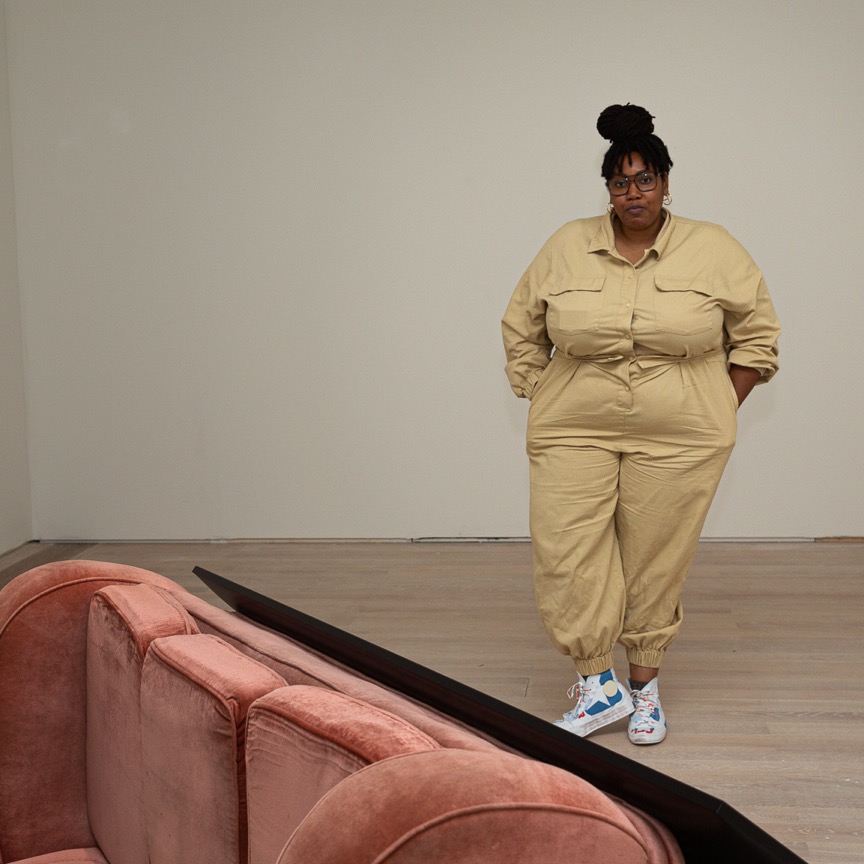 Sondra Perry, winner of the Dream Commission performs latest work at Art Basel
